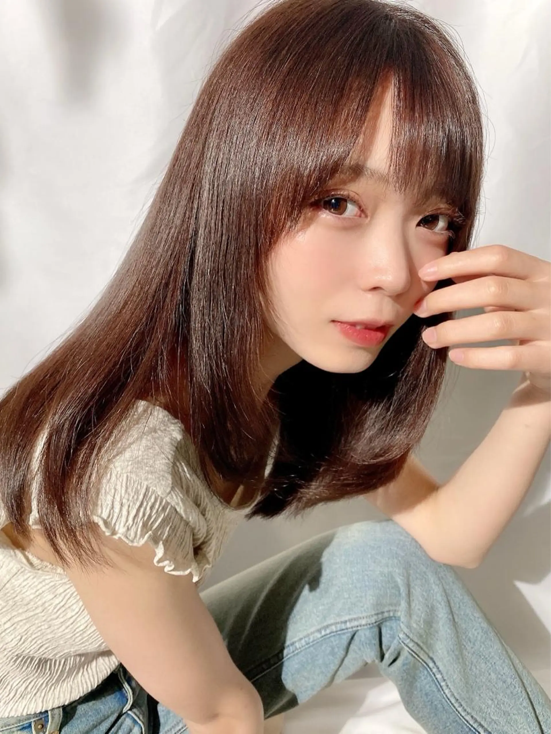 セミロング カラー ベージュカラー ブラウンカラー くびれヘア 髪質改善 縮毛矯正 🧡くびれヘア/前髪 顔周り🧡久原結衣のヘアスタイル