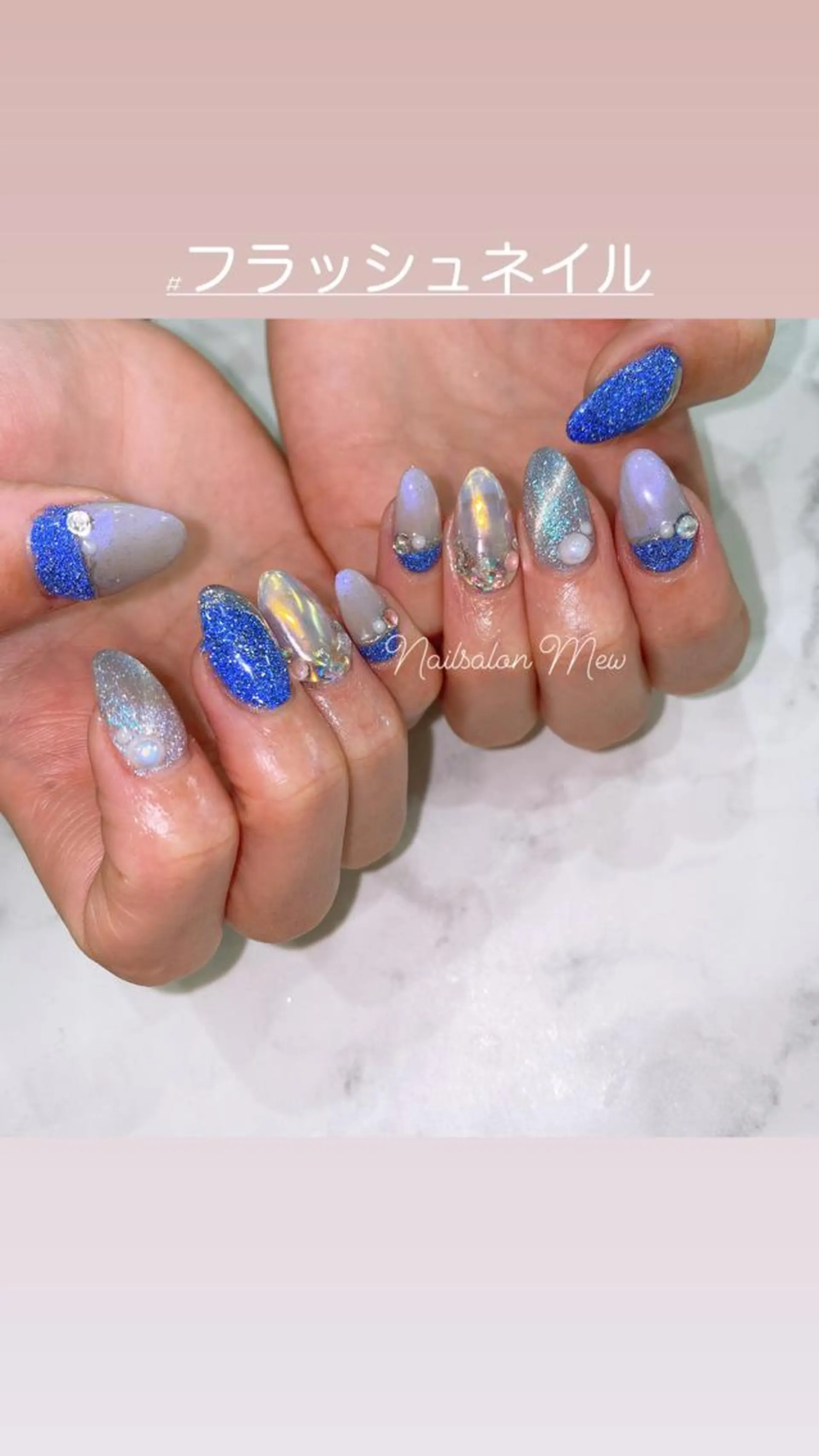ネイル フラッシュネイル ハンドネイル Nailsalon Mew所属・Nailsalon Mew❤︎のネイルデザイン