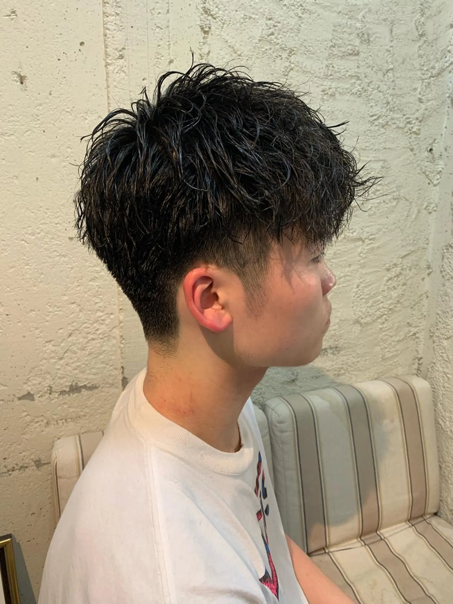 ショート メンズ メンズパーマ 刈り上げ レイヤーカット 髪質改善ストレート/ ブリーチ／渋谷　福田のヘアスタイル