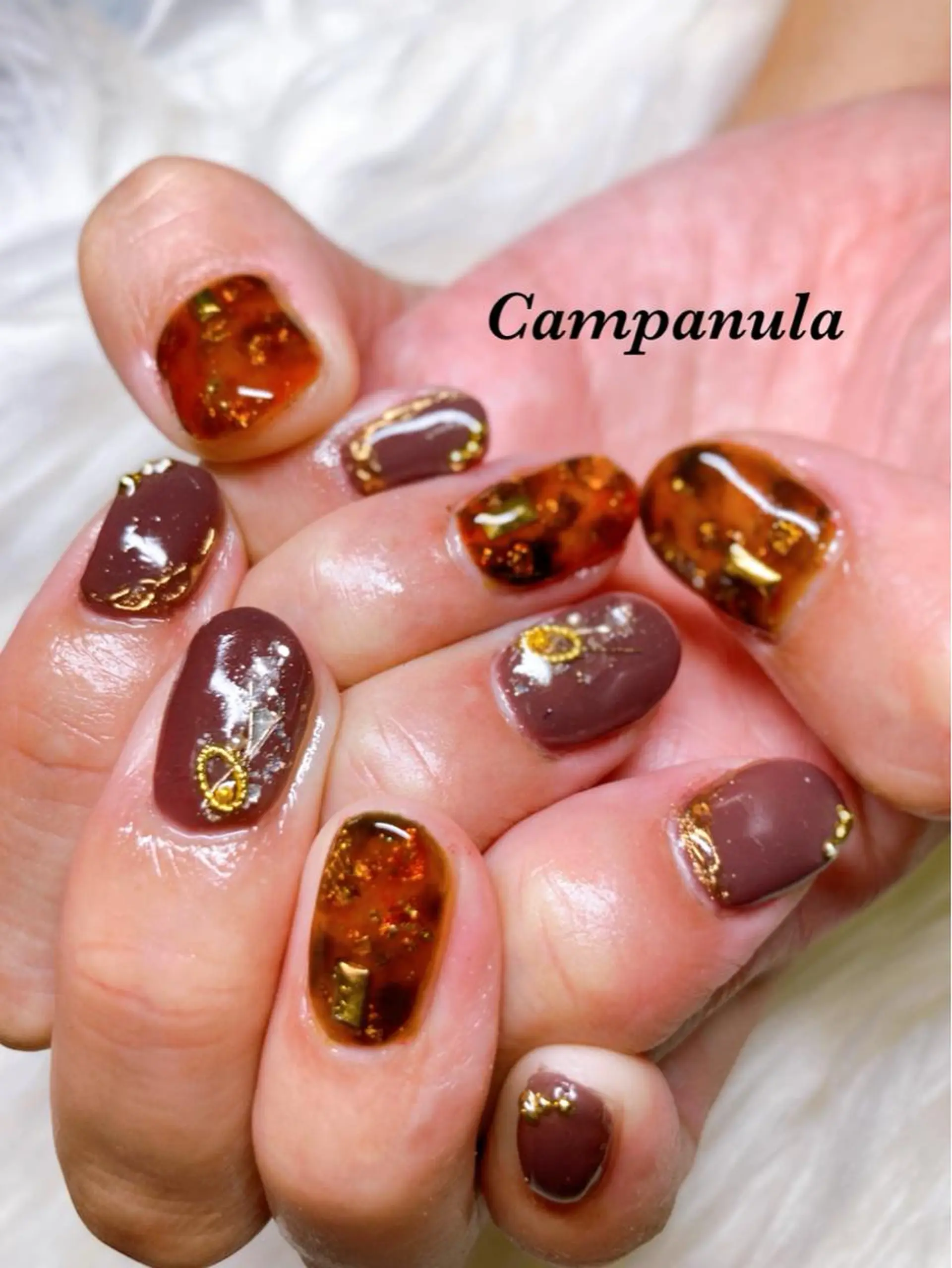 ネイル べっ甲ネイル ネイルケアサロン Campanulaのネイルデザイン
