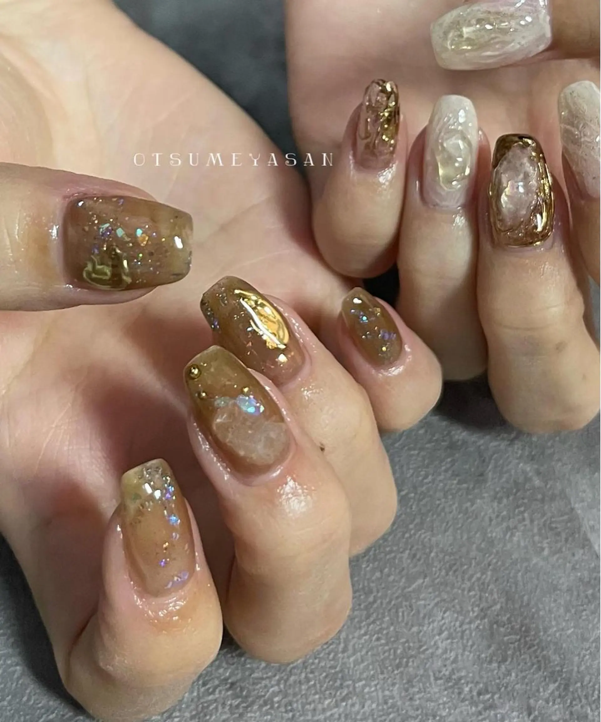 ネイル フラッシュネイル ジェルネイル 韓国ネイル マグネットネイル ミラーネイル otsumeyasan所属・わたなべ ちかのネイルデザイン
