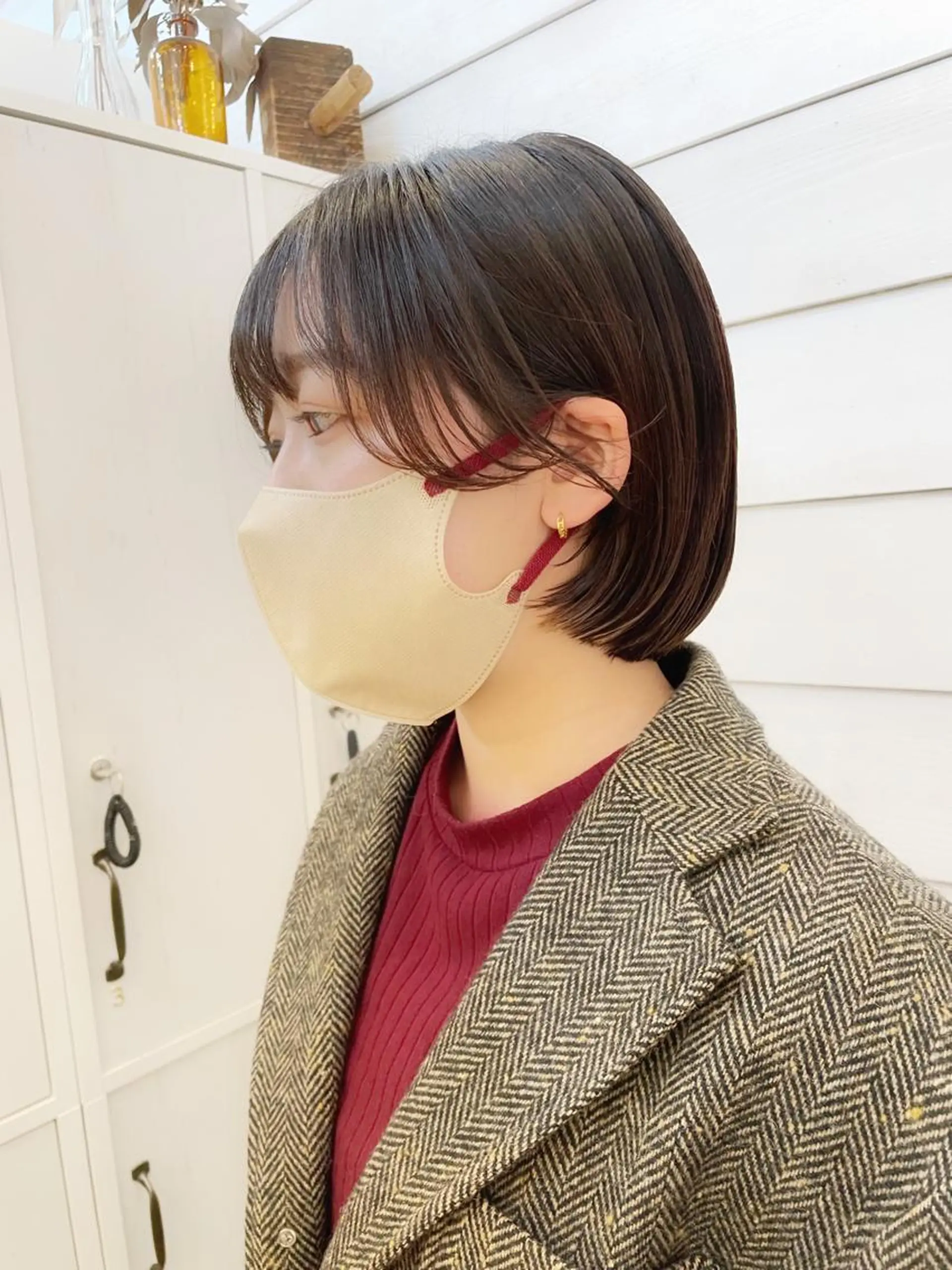 ミディアム カラー ショートボブ ブリーチ ブリーチなしカラー ボブ くせ毛 カット ヘアカラー トリートメント newline銀座所属・銀座ショート/ 大人ショート/金子涼のヘアスタイル