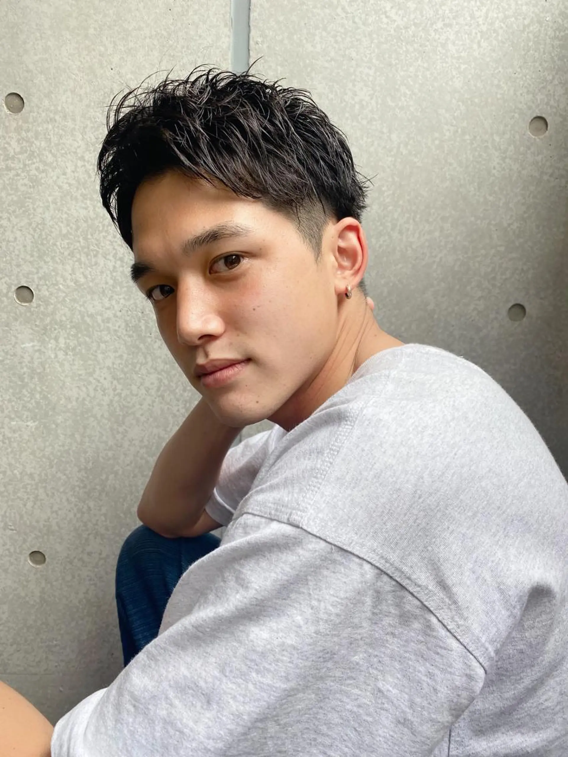 ショート メンズ 🤎ベージュカラー 🐶メンズパーマのヘアスタイル