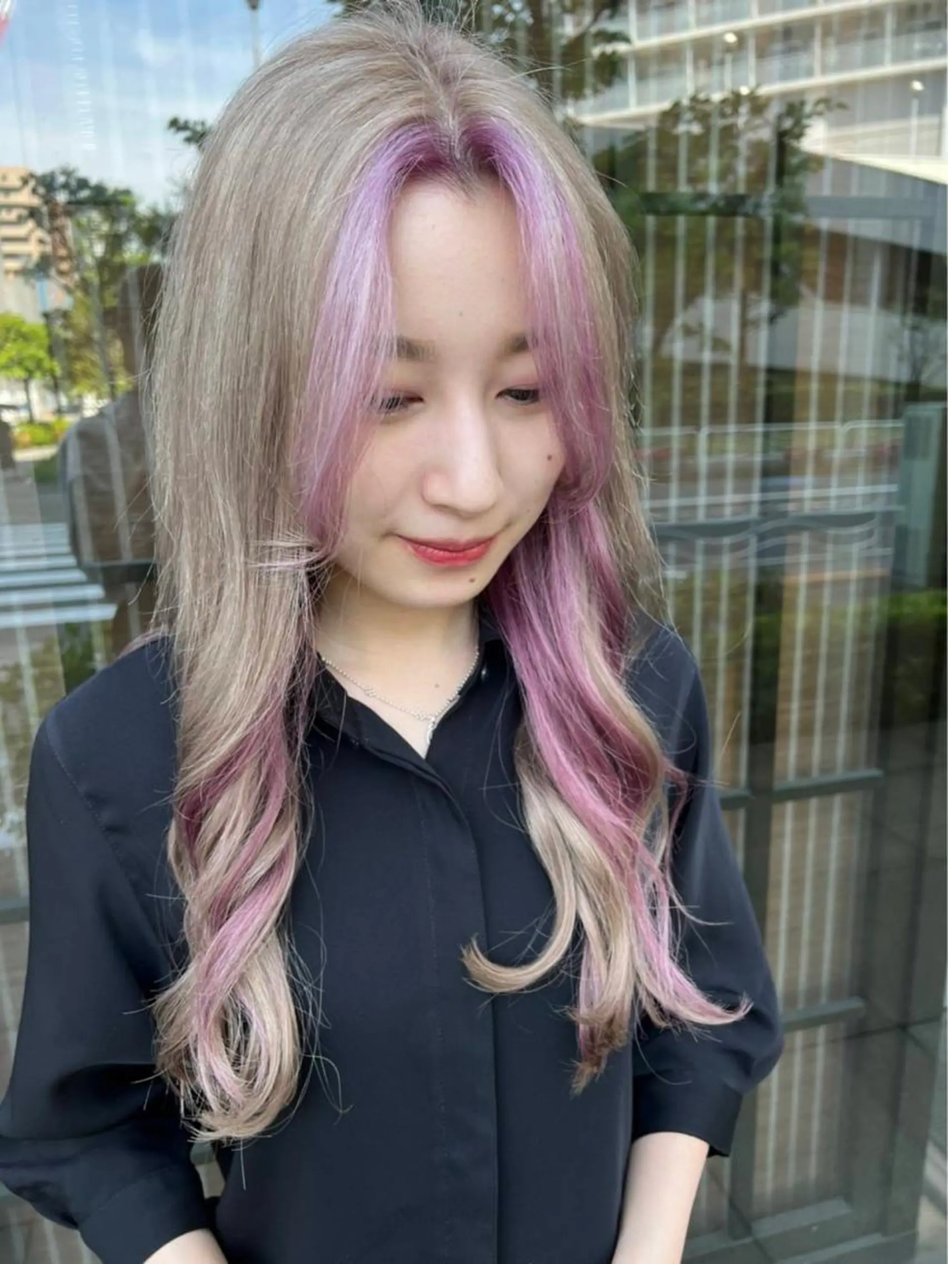 ロング カラー ヘアアレンジ インナーカラー ピンクカラー シャルマン銀座店所属・🌟東銀座マンツーマ ン🌟タカナシのヘアスタイル