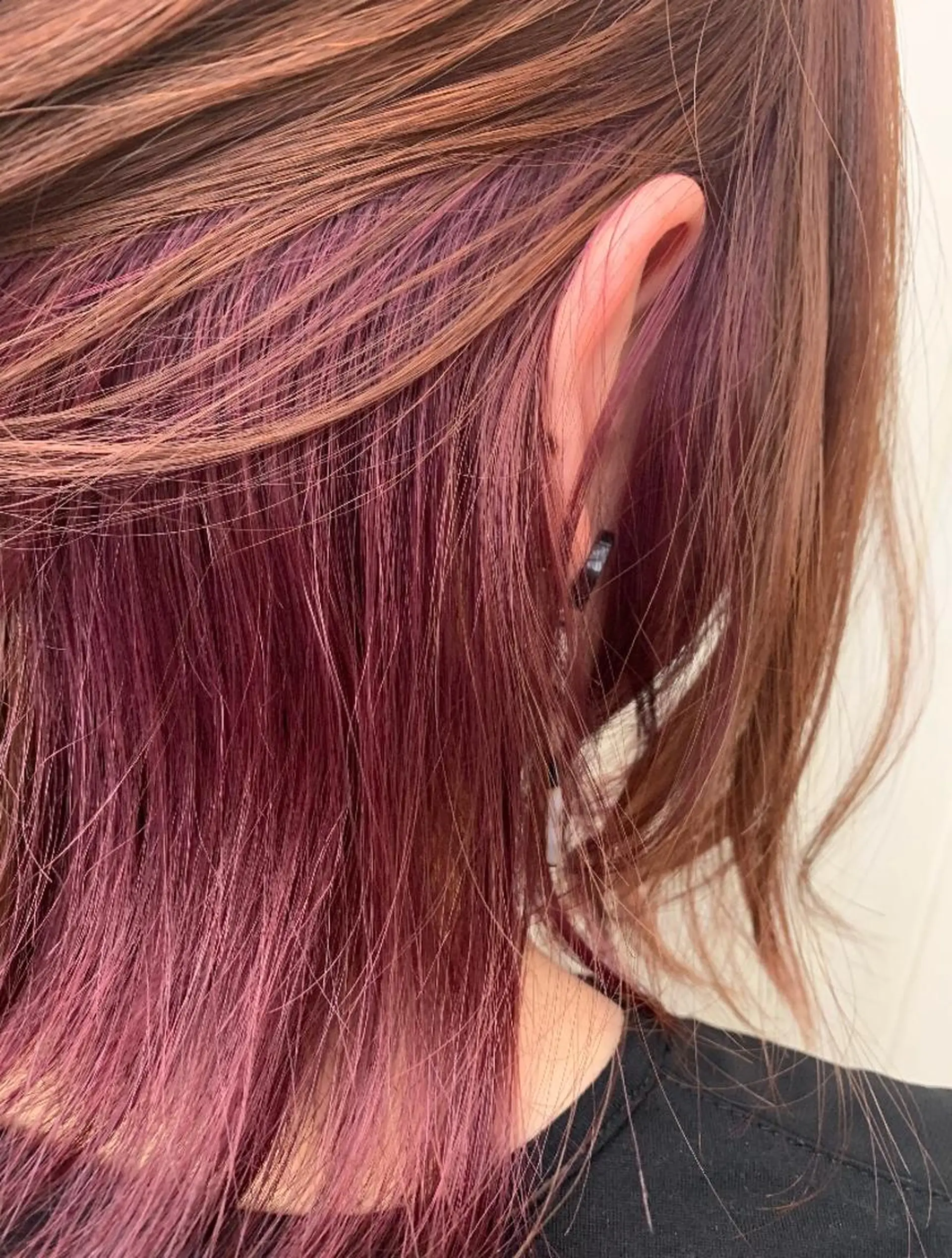 セミロング カラー アッシュ イヤリングカラー ラベンダーカラー オレンジ ピンクカラー ヘアカラー N° jemica 札幌のヘアスタイル