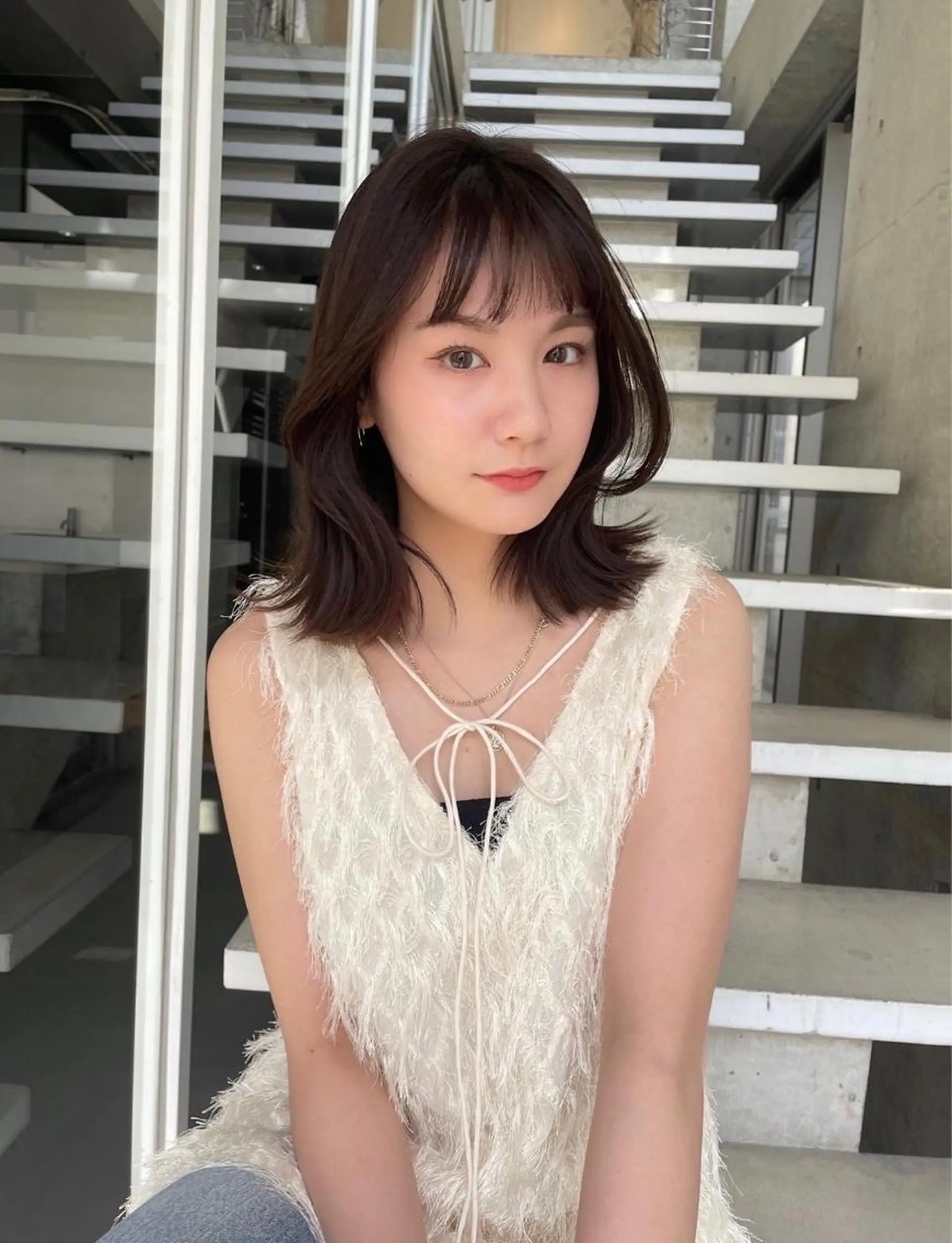 ミディアム カラー くびれヘア レイヤーカット カット ヘアカラー トリートメント レイヤーカット🎀 kanaのヘアスタイル