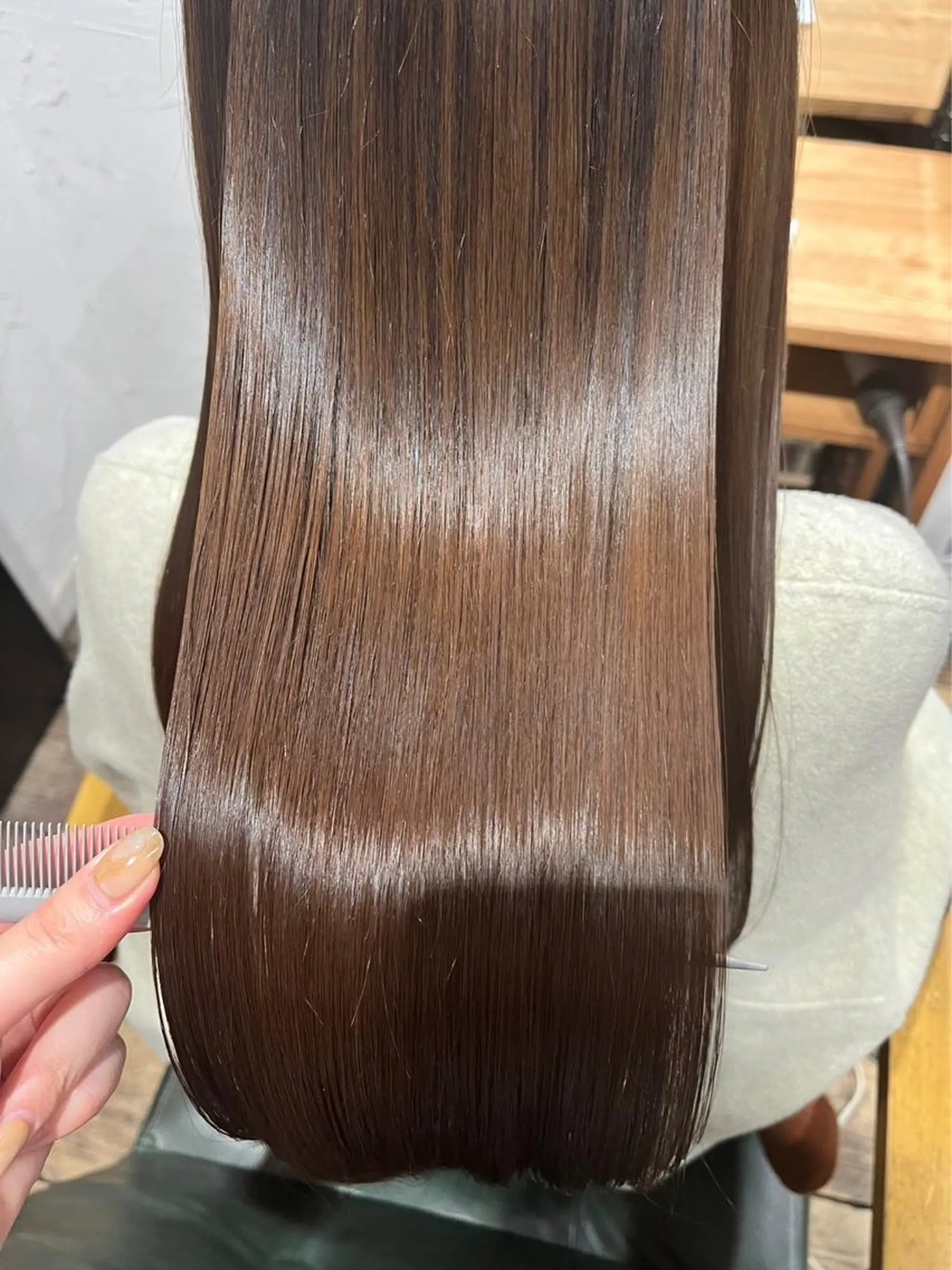 ロング 縮毛矯正 カット ヘアカラー 縮毛矯正 トリートメント タケデ スズカのヘアスタイル