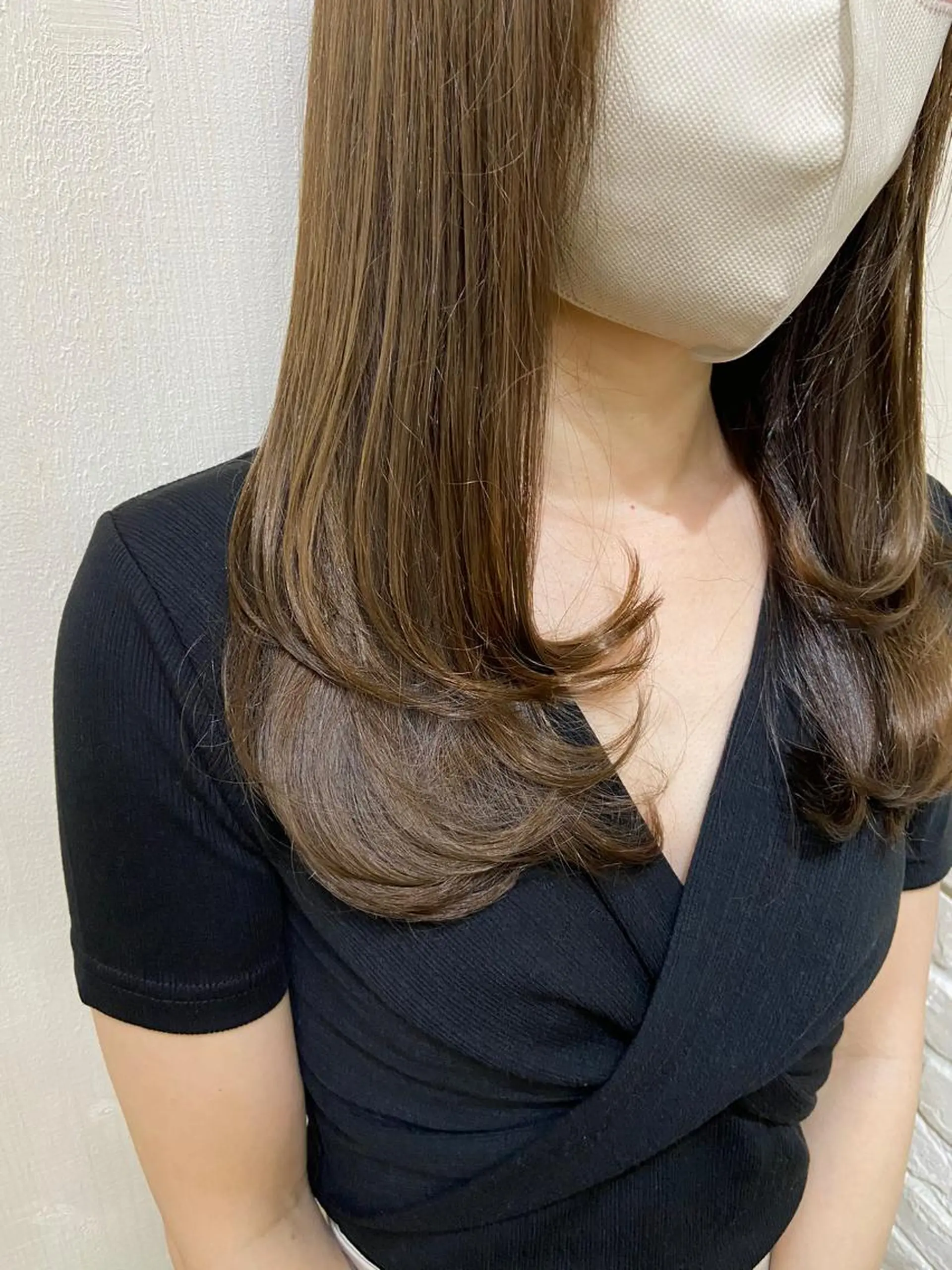 ロング カラー ブラウンカラー 顔まわりレイヤー ヨシンモリ 韓国風ヘア レイヤーカット カット ヘアカラー きむえり/髪質改善 /セット/カラーのヘアスタイル