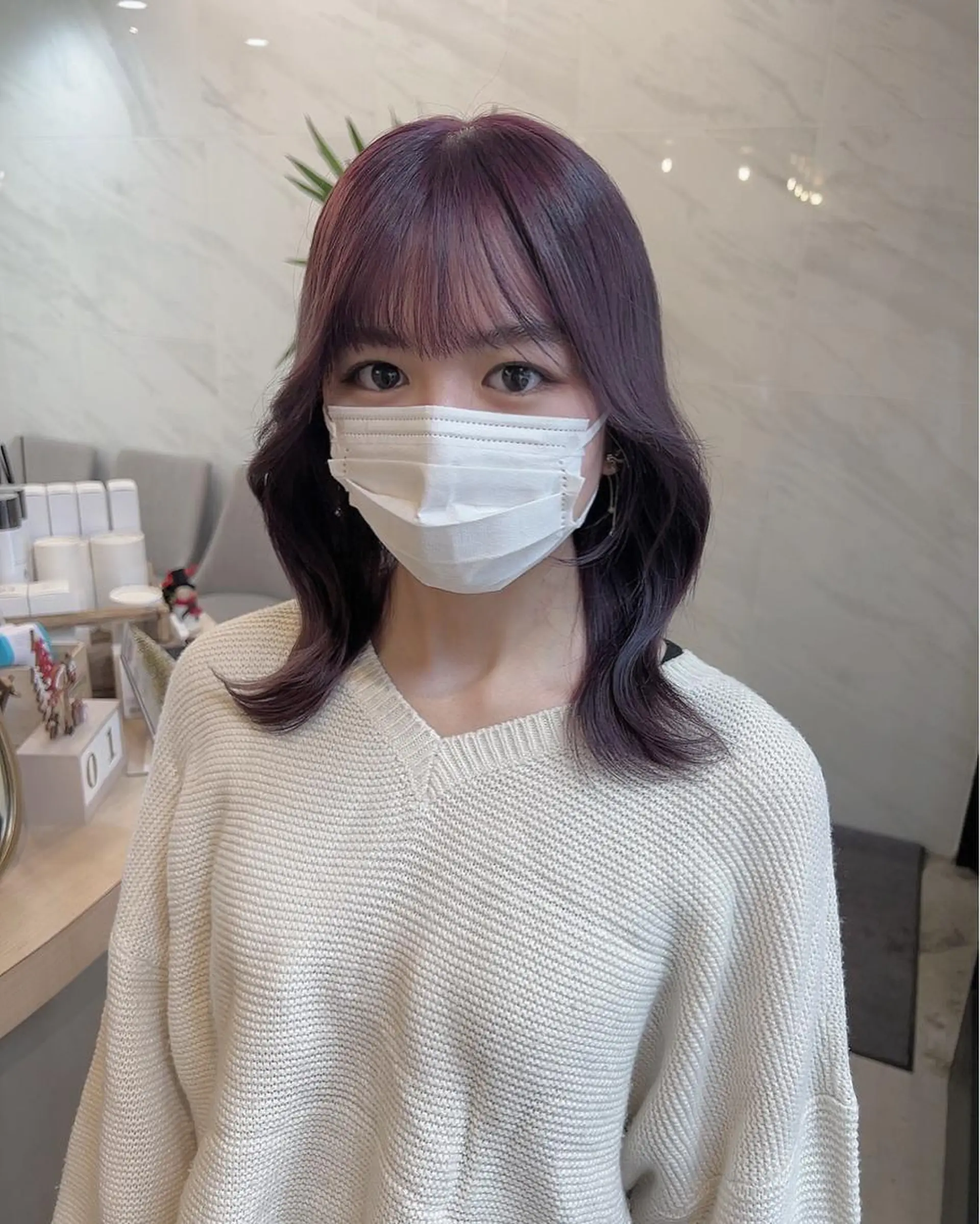 ミディアム カット ヘアカラー 🩶韓国/似合わせ/ さわ🩶のヘアスタイル