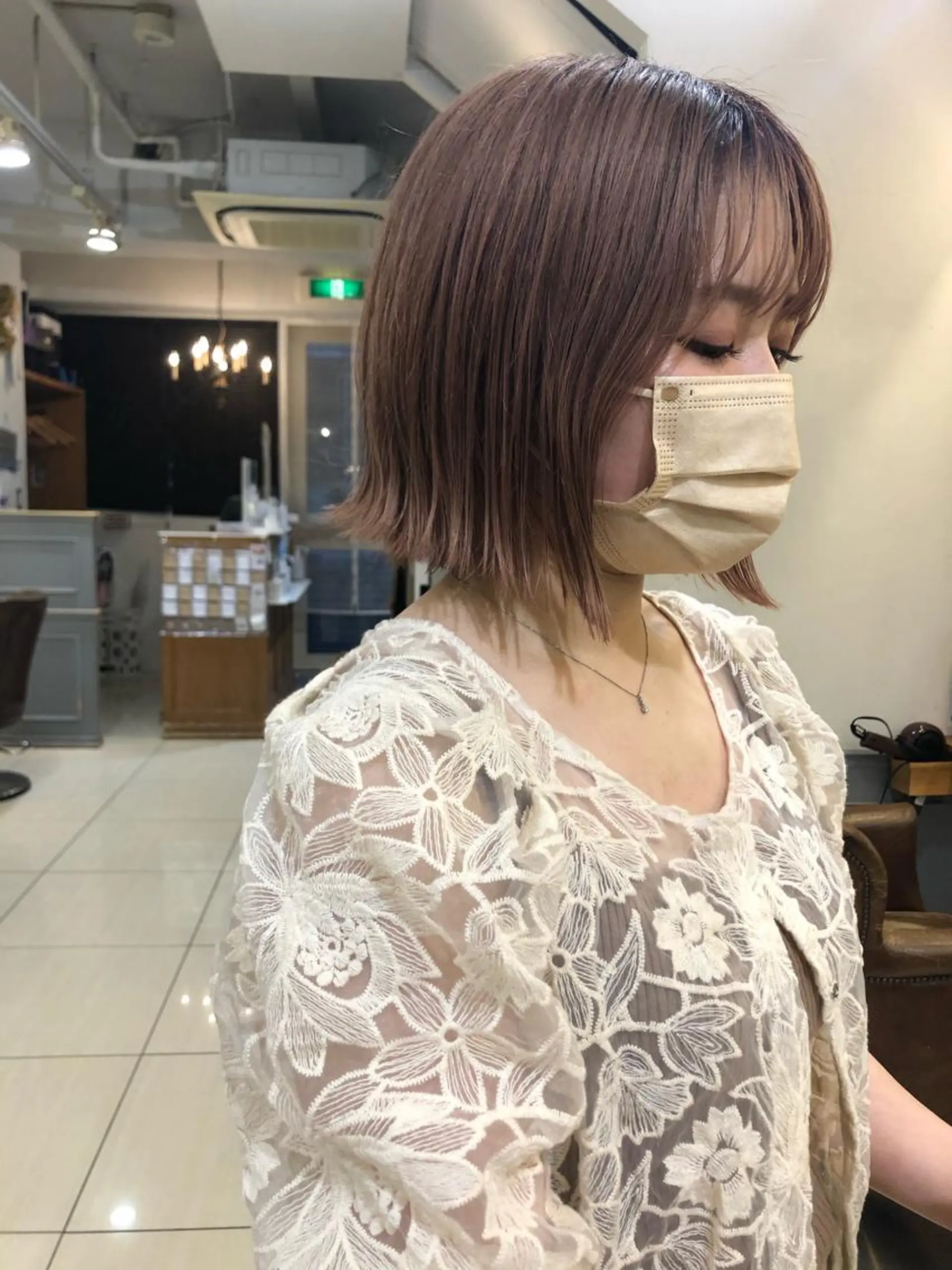 ショート カラー ベージュカラー ピンクカラー ピンクベージュ ボブ ブリーチ/miinaのヘアスタイル