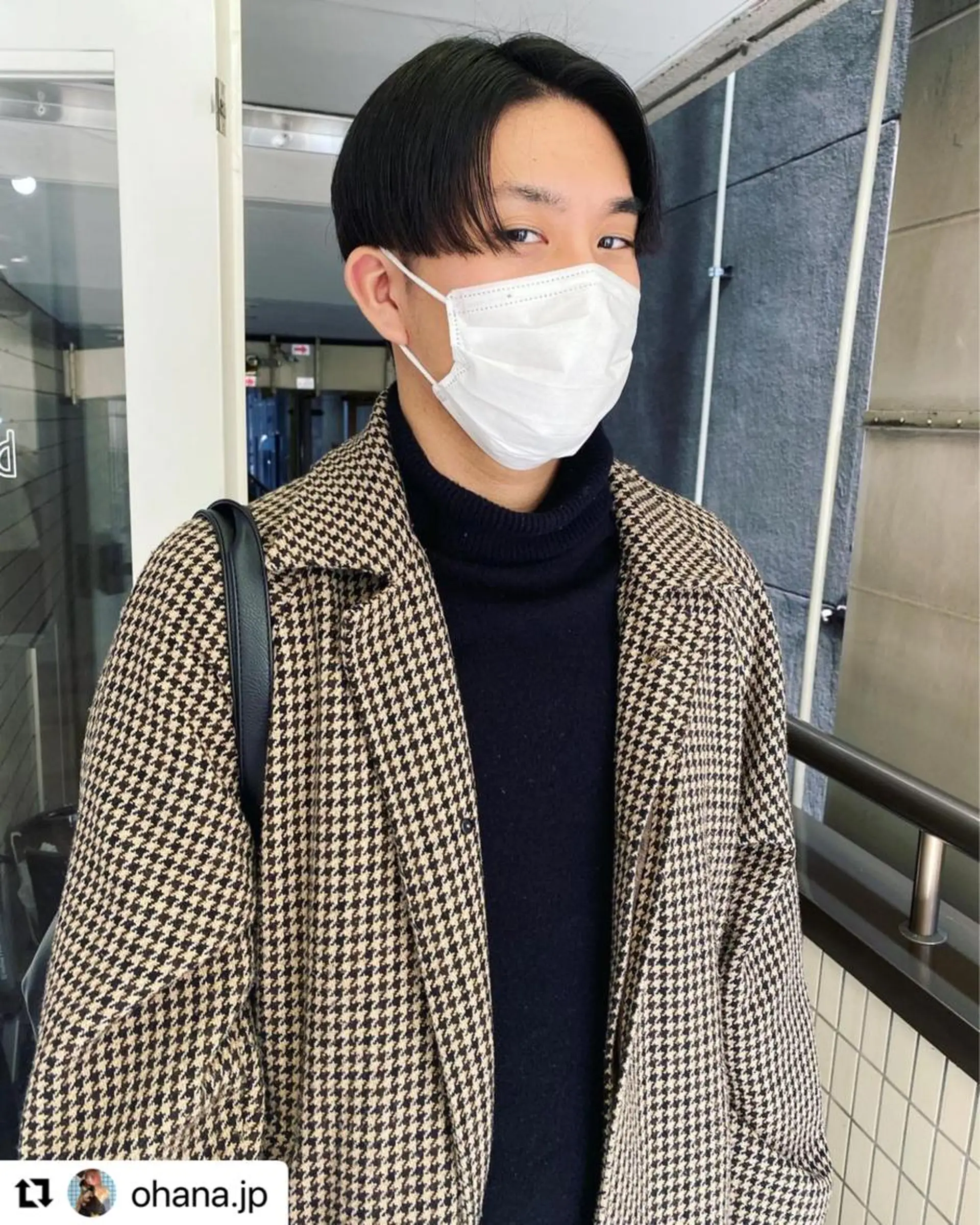 ショート メンズ センターパート パーマ美容師 hanaのヘアスタイル