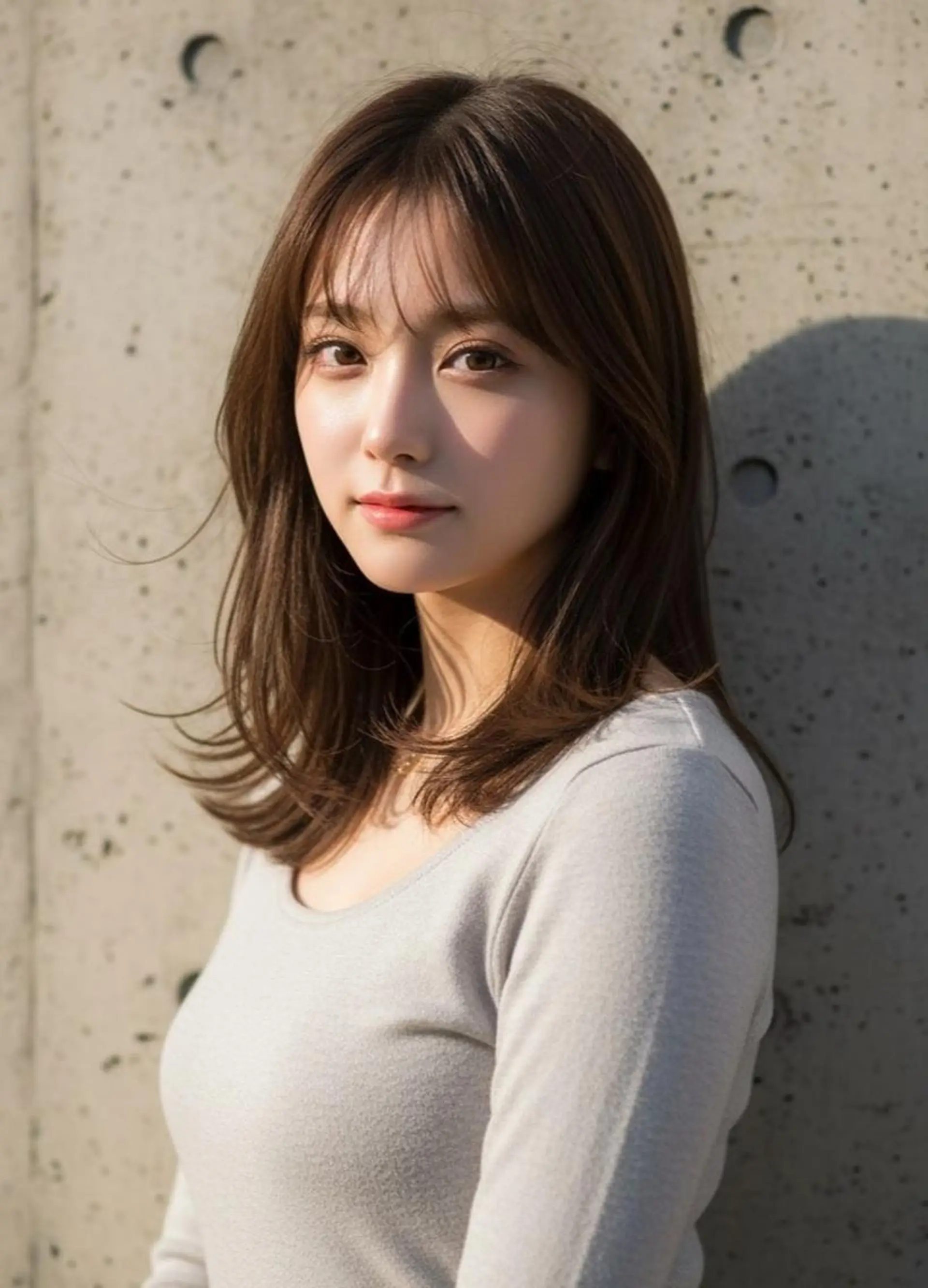 セミロング カラー ブラウンカラー 透明感カラー 髪質改善 レイヤーカット 小顔カット カット トリートメント ヘアセット さく/髪質改善× 縮毛矯正/町田のヘアスタイル