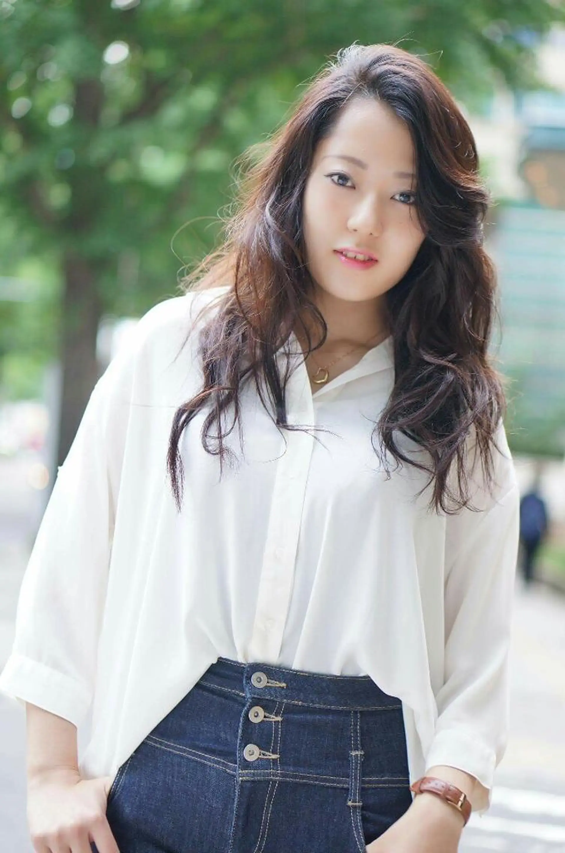 セミロング カラー パーマ かきあげバング 石沢 知康のヘアスタイル