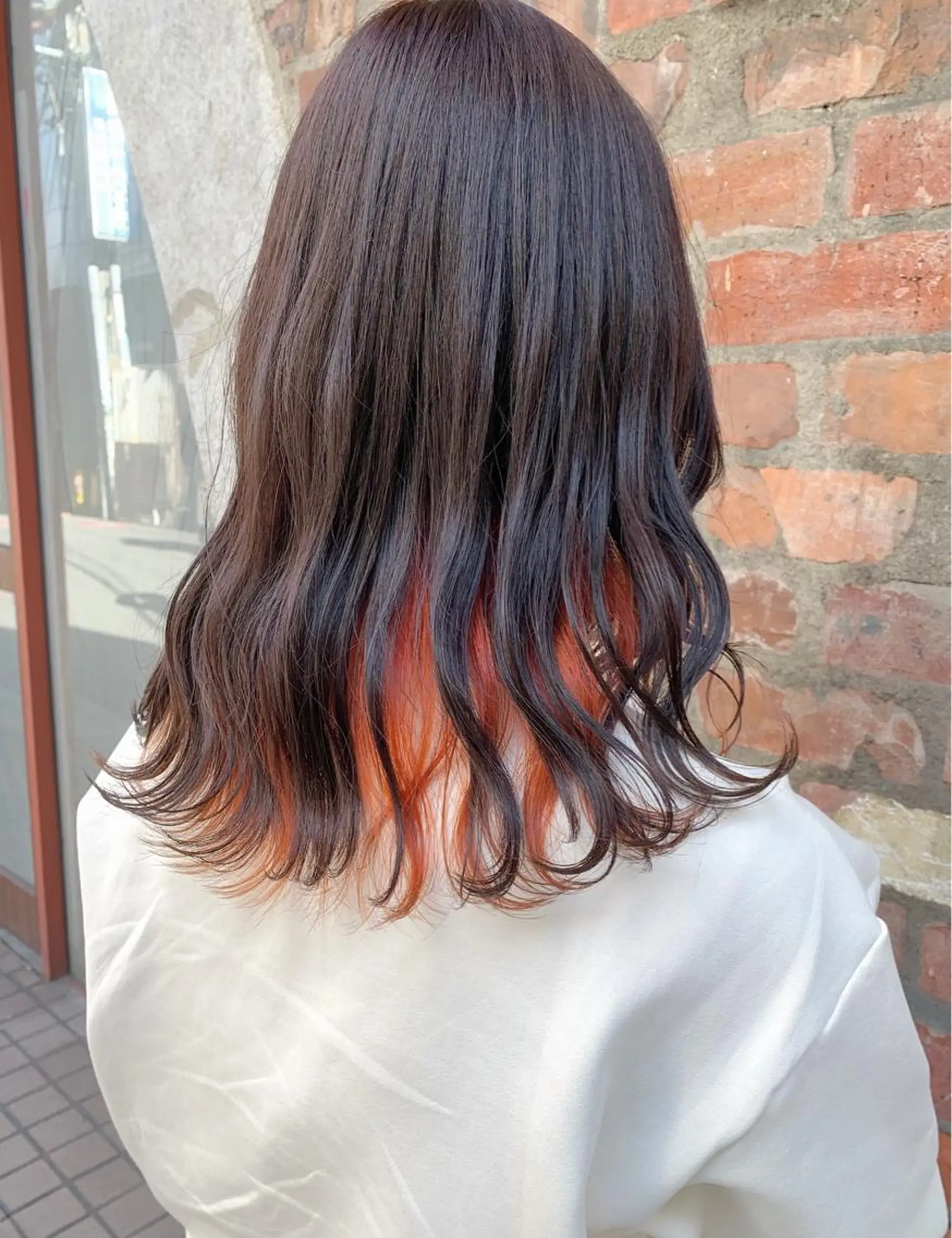 ミディアム カラー オレンジ カット ヘアカラー トリートメント 樫原裕二/レイヤー カット/透明感カラーのヘアスタイル