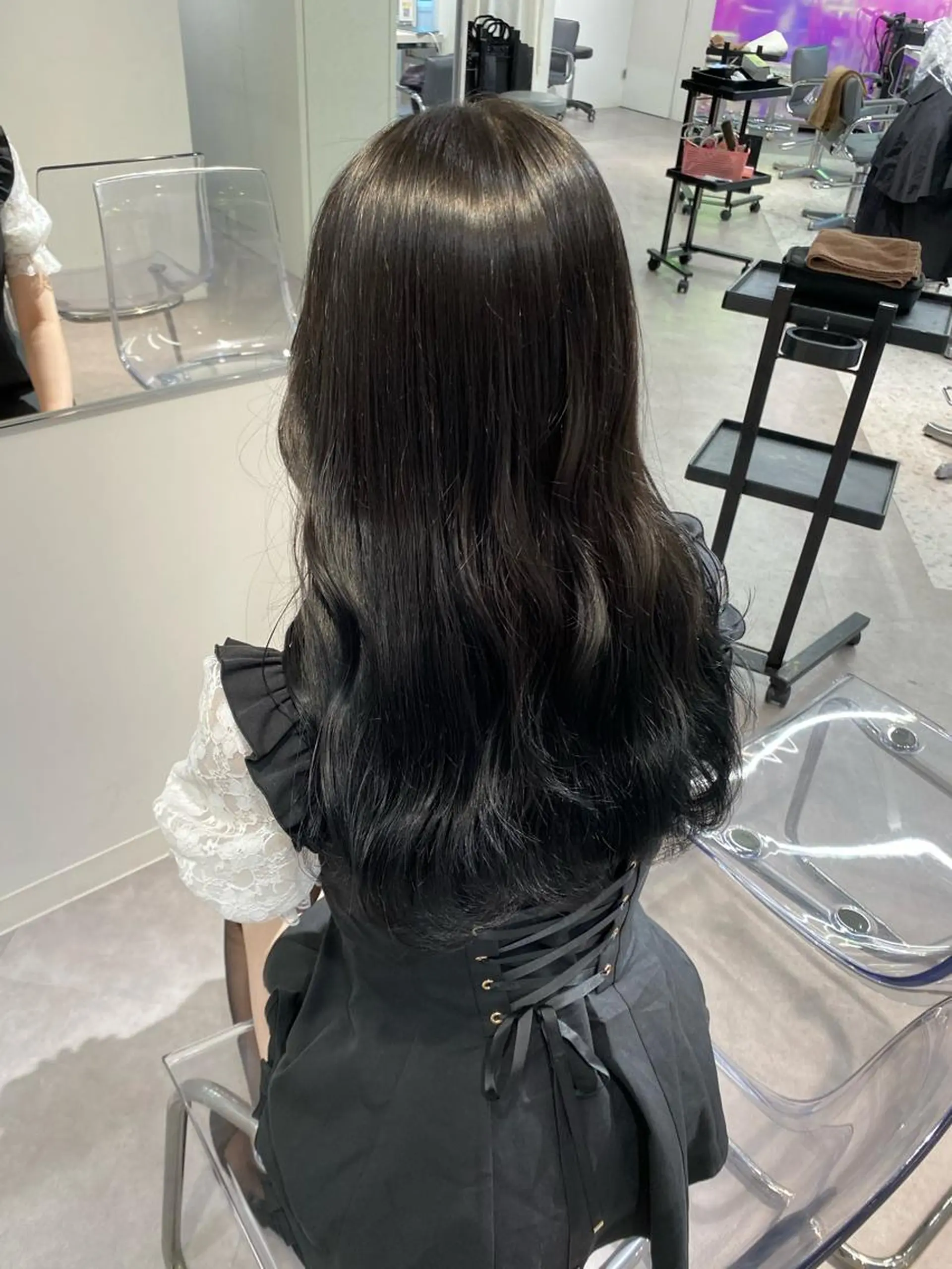 ロング カラー 黒髪 ブルーカラー ブルーブラック Euphoria SHIBUYAGRANDE所属・🎀stylist 🎀AKARI🎀のヘアスタイル