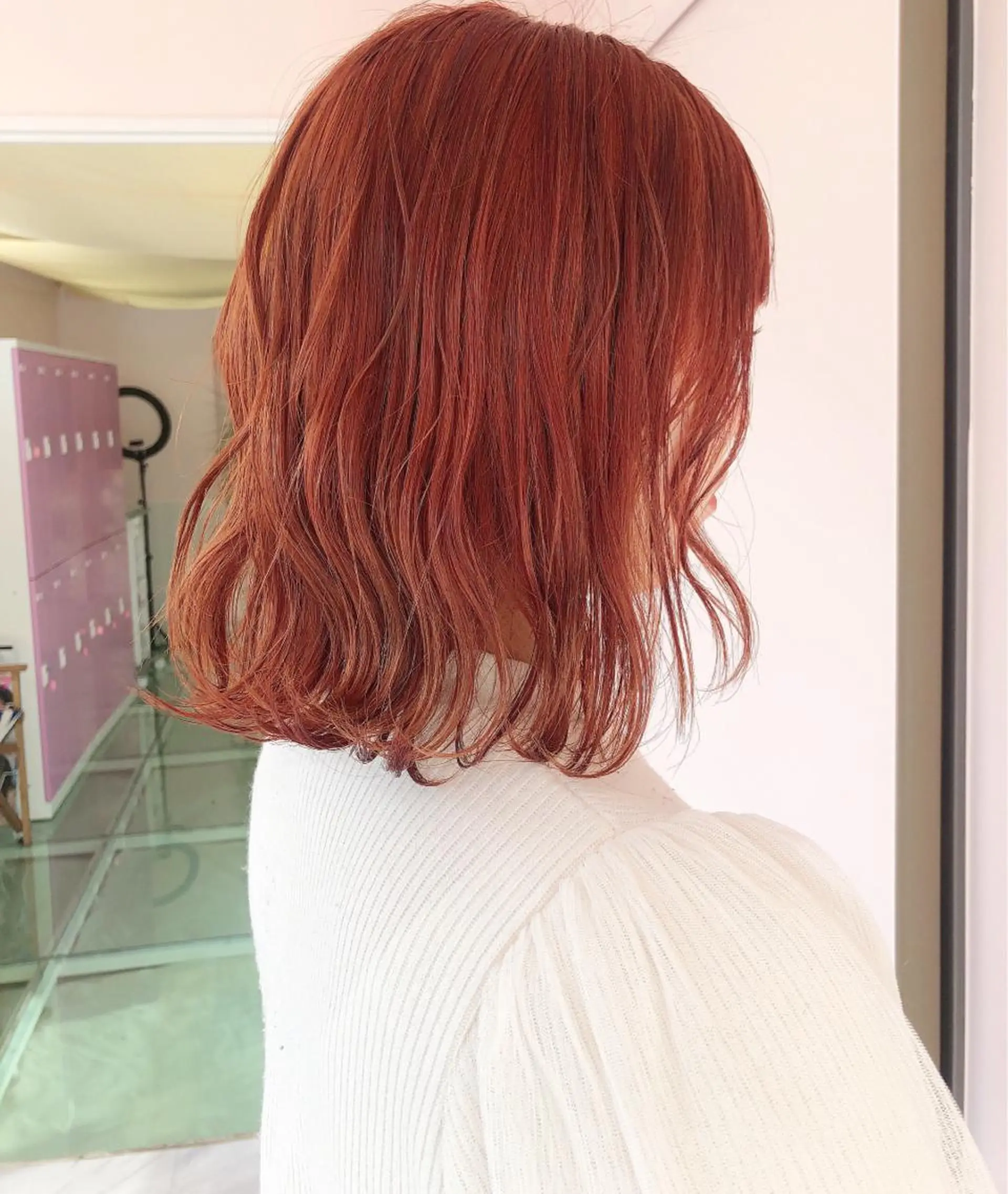 ミディアム カラー ヘアアレンジ ベージュカラー ブリーチ オレンジ オレンジベージュ ヘアカラー トリートメント 透明感カラー× レイヤーカット✨高梨のヘアスタイル