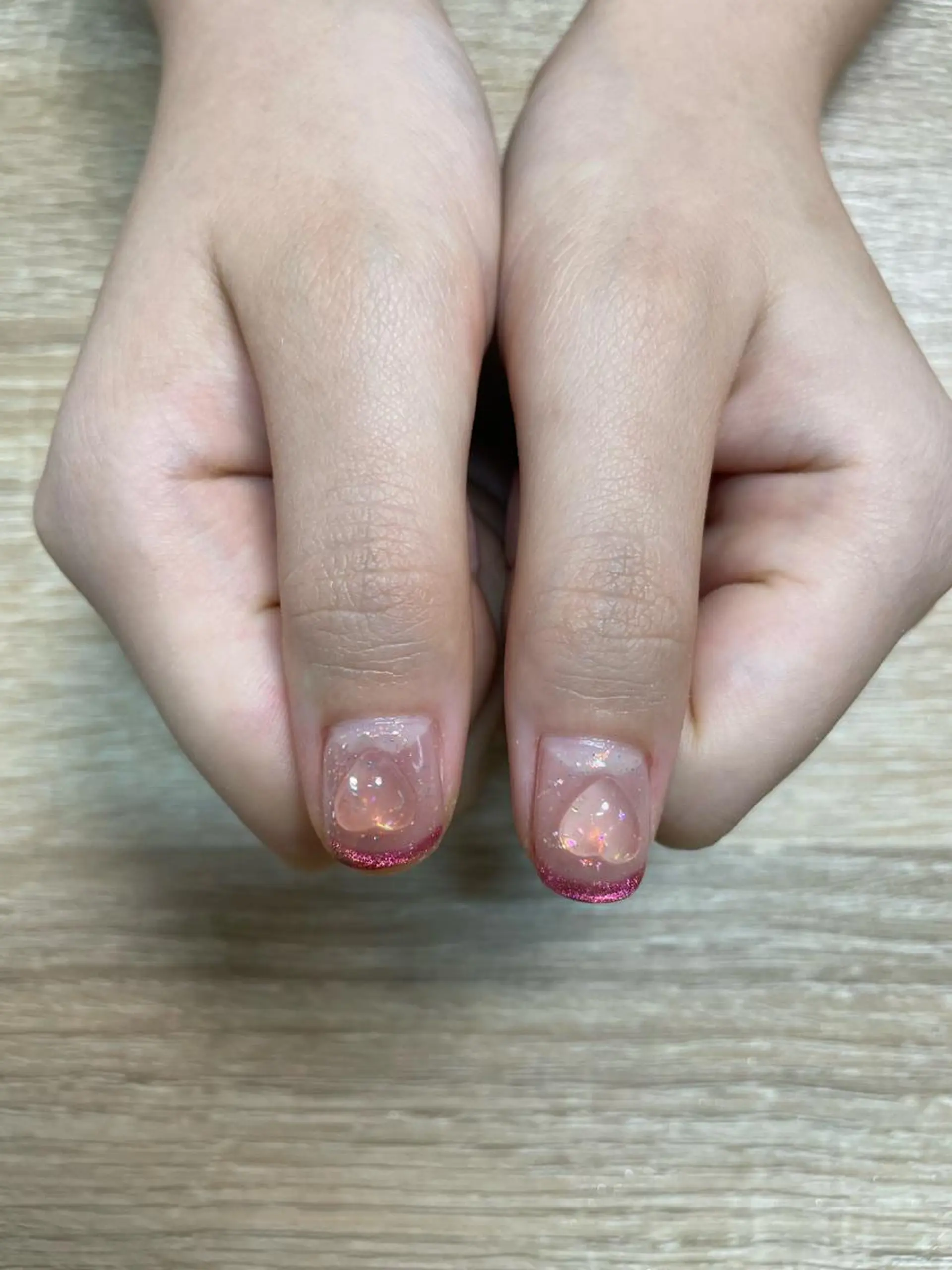 ネイル チークネイル フレンチネイル ハート マグネットネイル マグネットフレンチ MH_ Nailのネイルデザイン