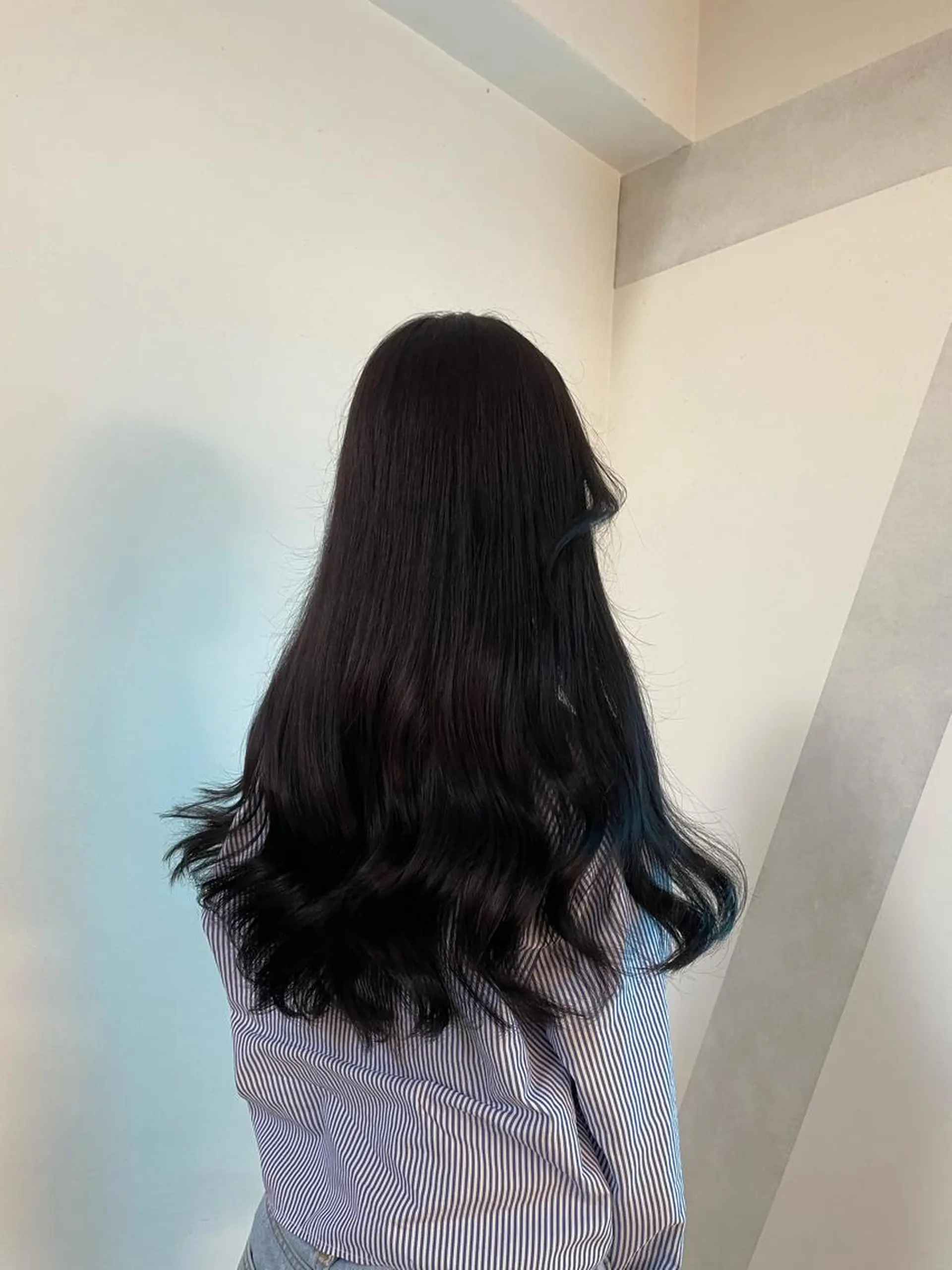 ロング カラー 黒髪 ブルーカラー ブルーブラック ヘアカラー 🌟暖色系ハイトーン 🌟AIのヘアスタイル