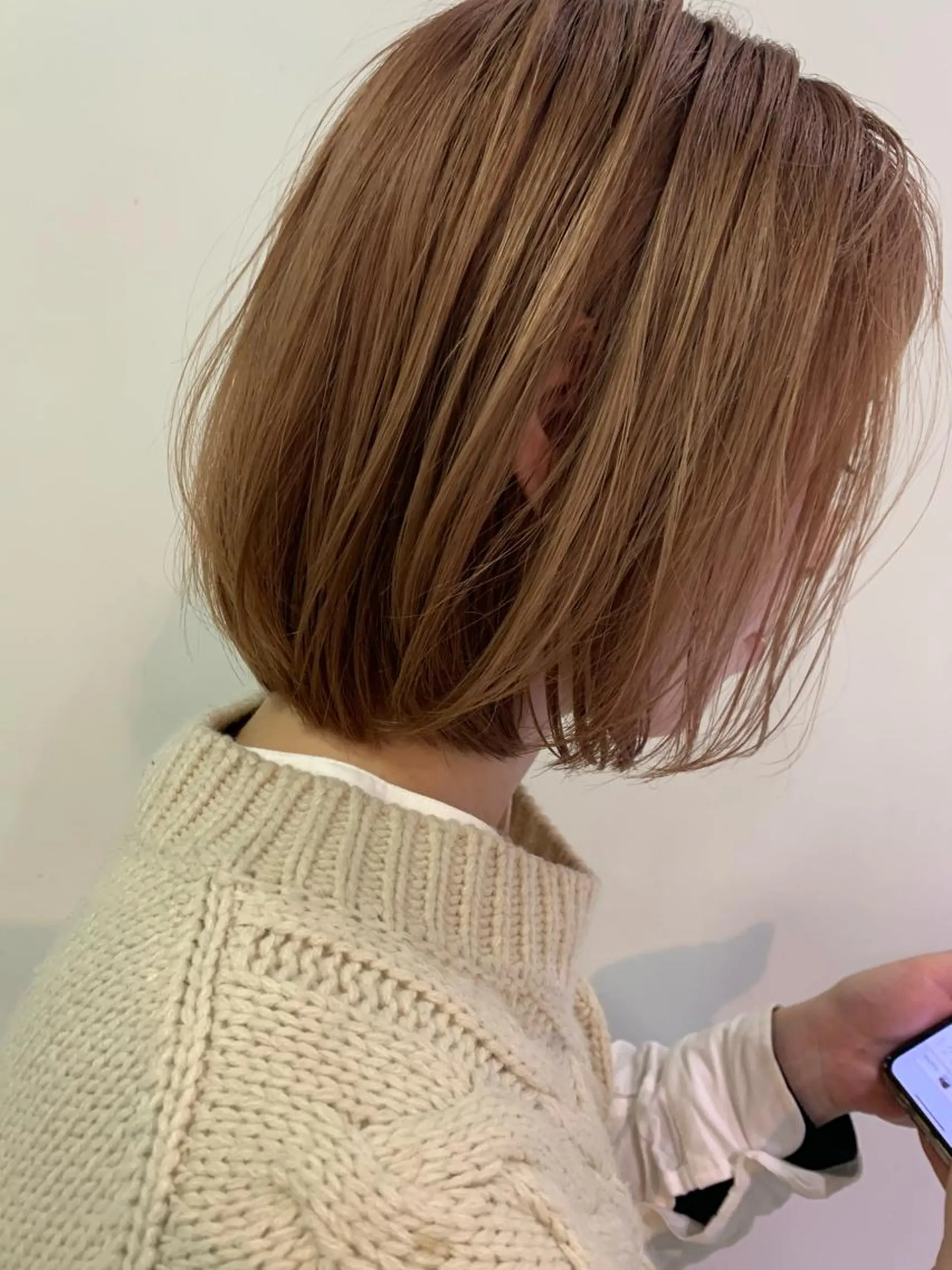 ミディアム カラー ベージュカラー ピンクカラー ピンクベージュ ボブ ひらやま りょういちのヘアスタイル