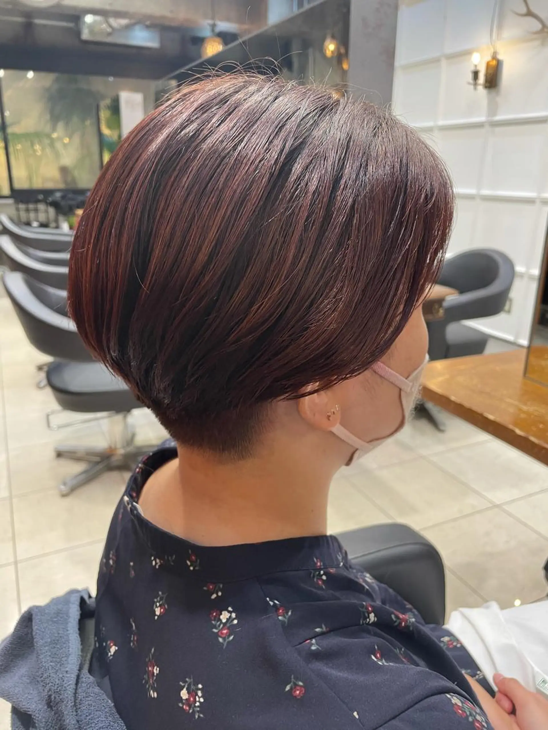 ショート カラー ヘアアレンジ ブラウンカラー ピンクカラー ピンクブラウン ショートヘア カット トリートメント 髪質改善カラー&TR 縮毛矯正/弱酸性矯正のヘアスタイル