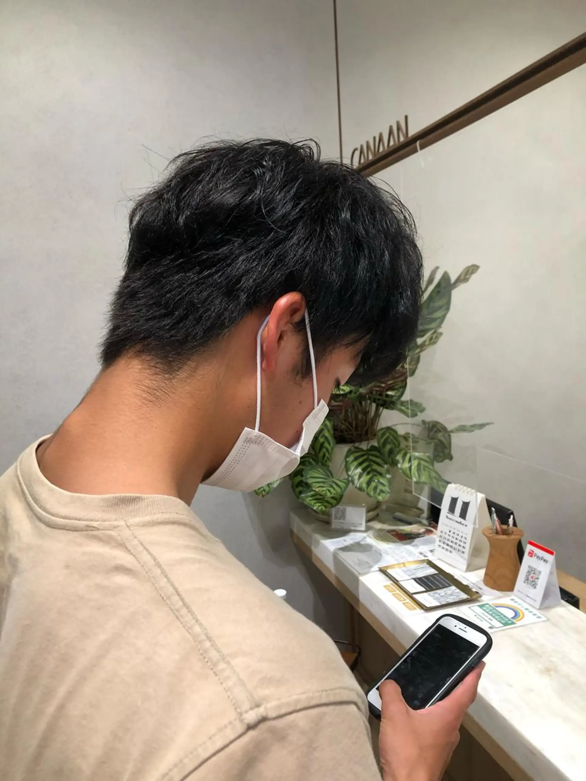 カラー メンズ 黒髪 CANAAN銀座所属・艶透明感カラー/ ルーズパーマ/田中のヘアスタイル