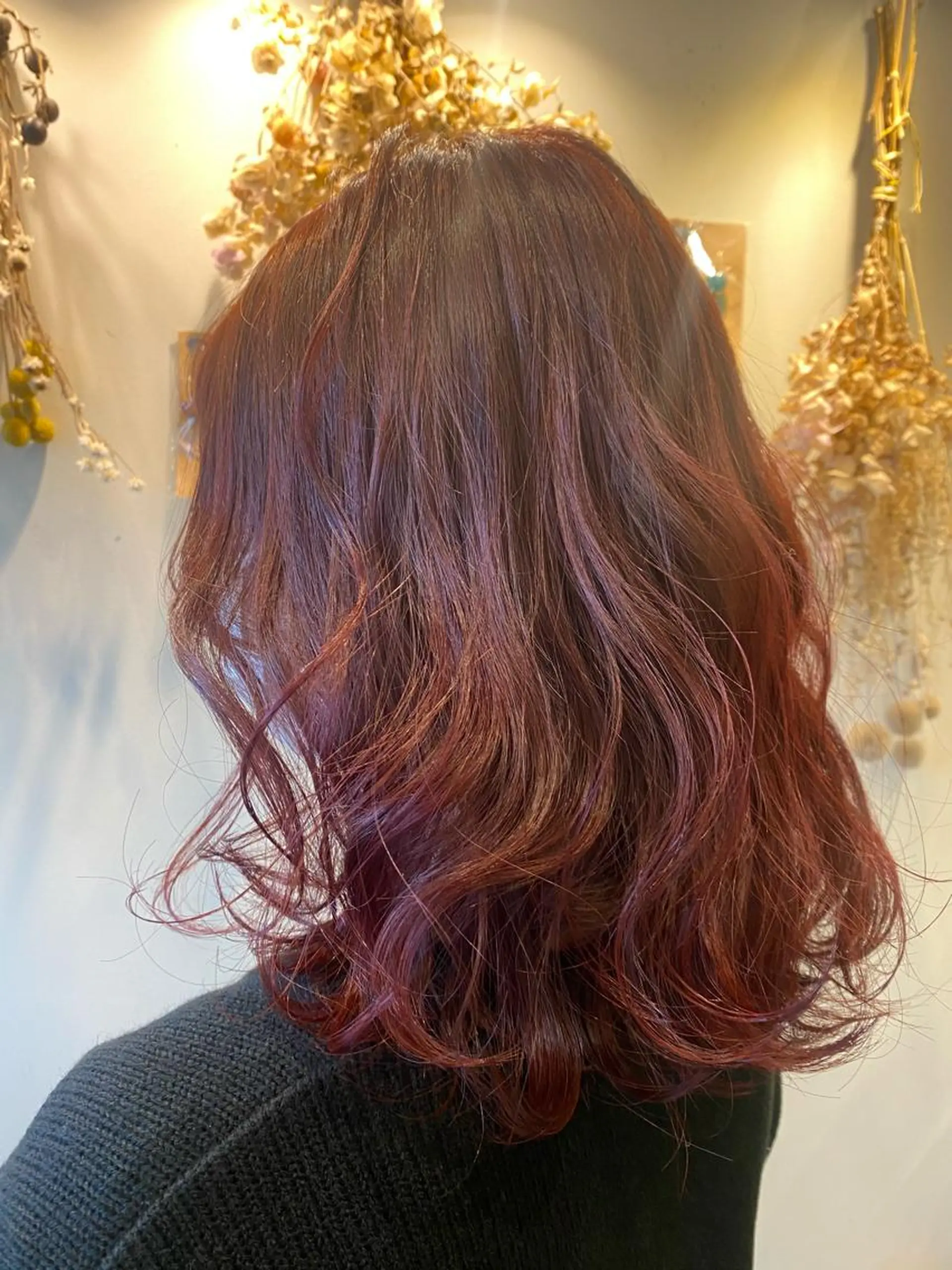 ミディアム カラー ブリーチ ブリーチなしカラー ピンクカラー 21salon所属・non .のヘアスタイル