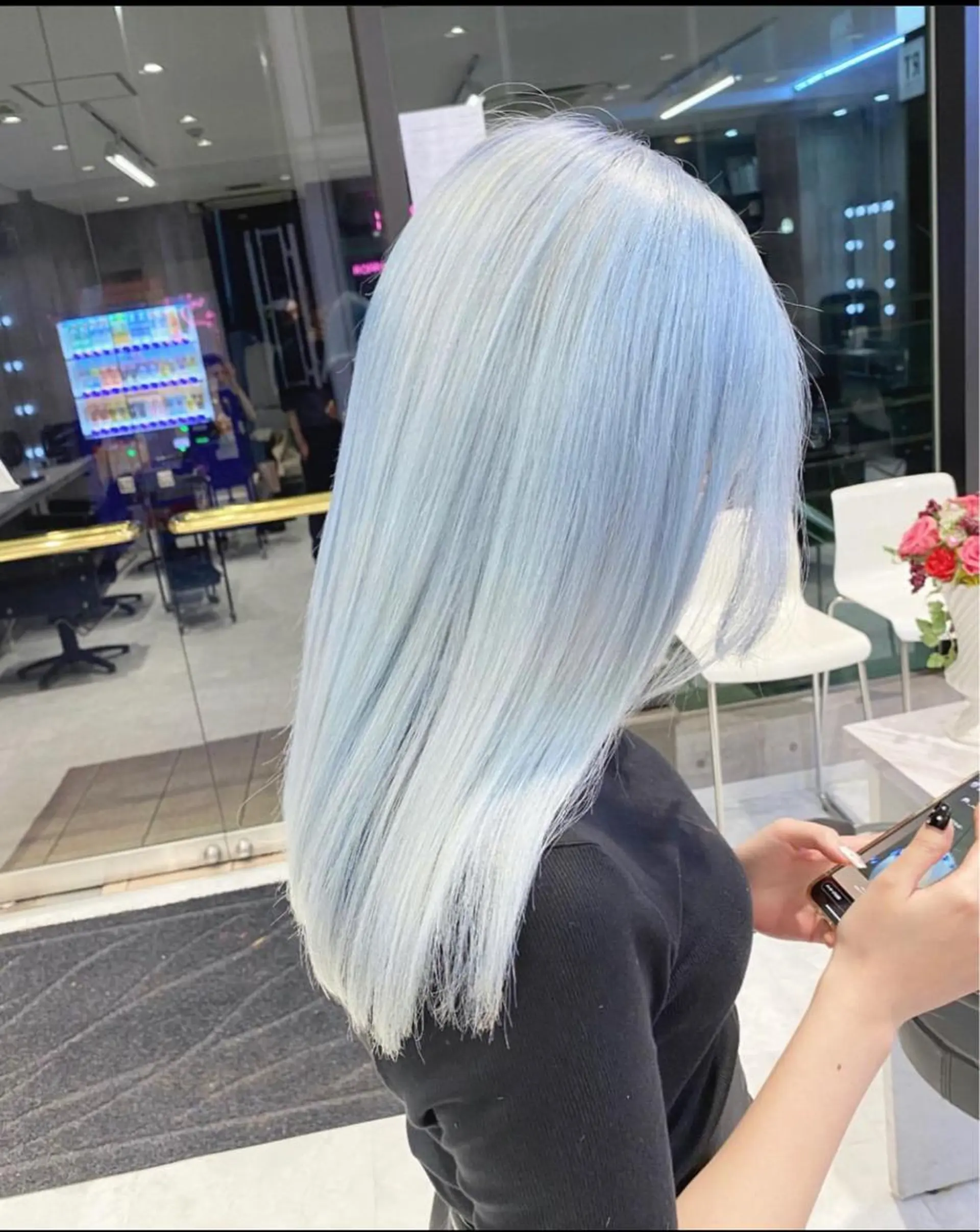 ロング カラー パーマ ヘアアレンジ メンズ キッズ ネイル マツエク・マツパ アイブロウ ヘアカラー トリートメント ハイトーン/ピンク 💗モモ໒꒱のヘアスタイル