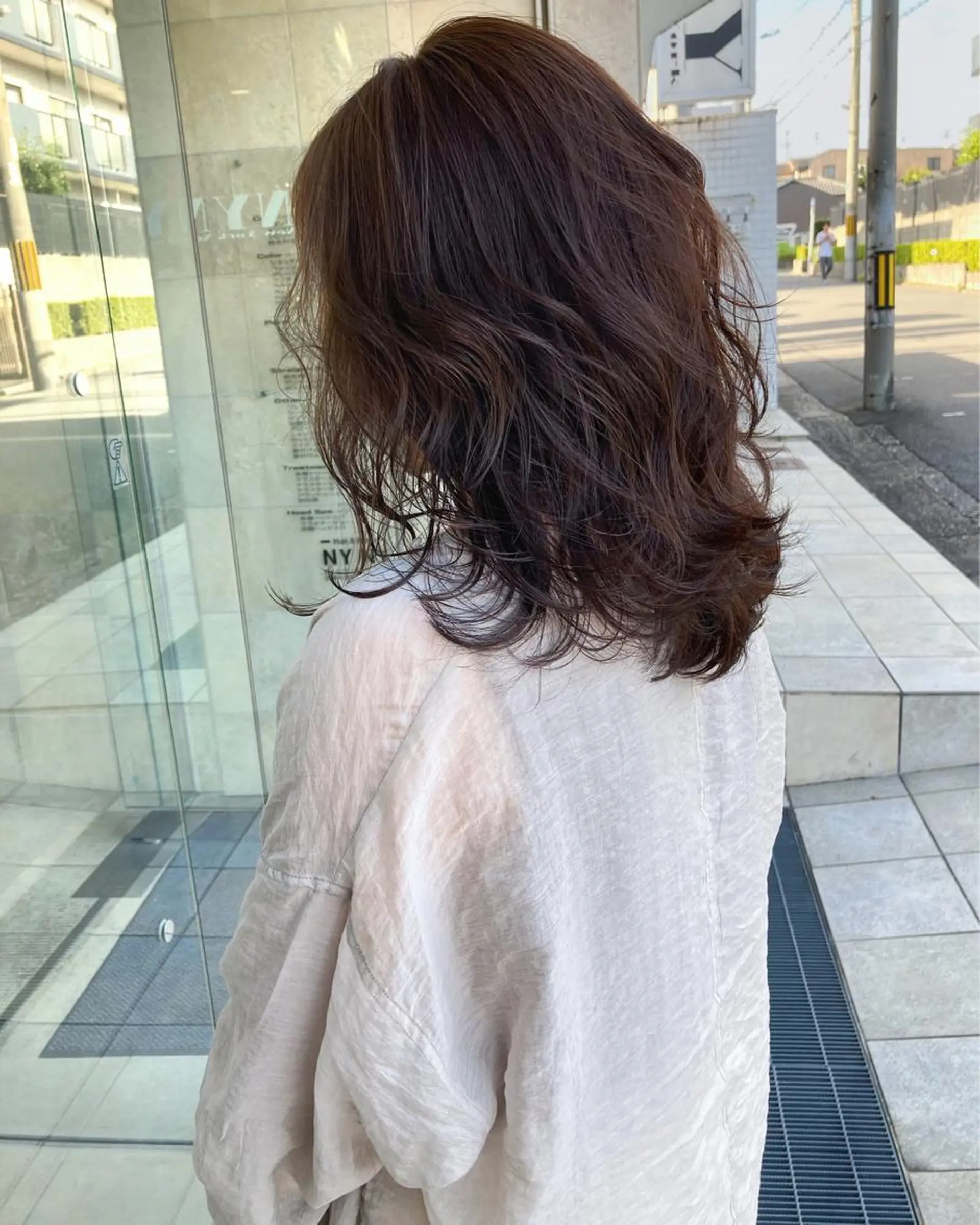 ミディアム カラー レイヤーカット カット ヘアカラー トリートメント 田中 あかねのヘアスタイル