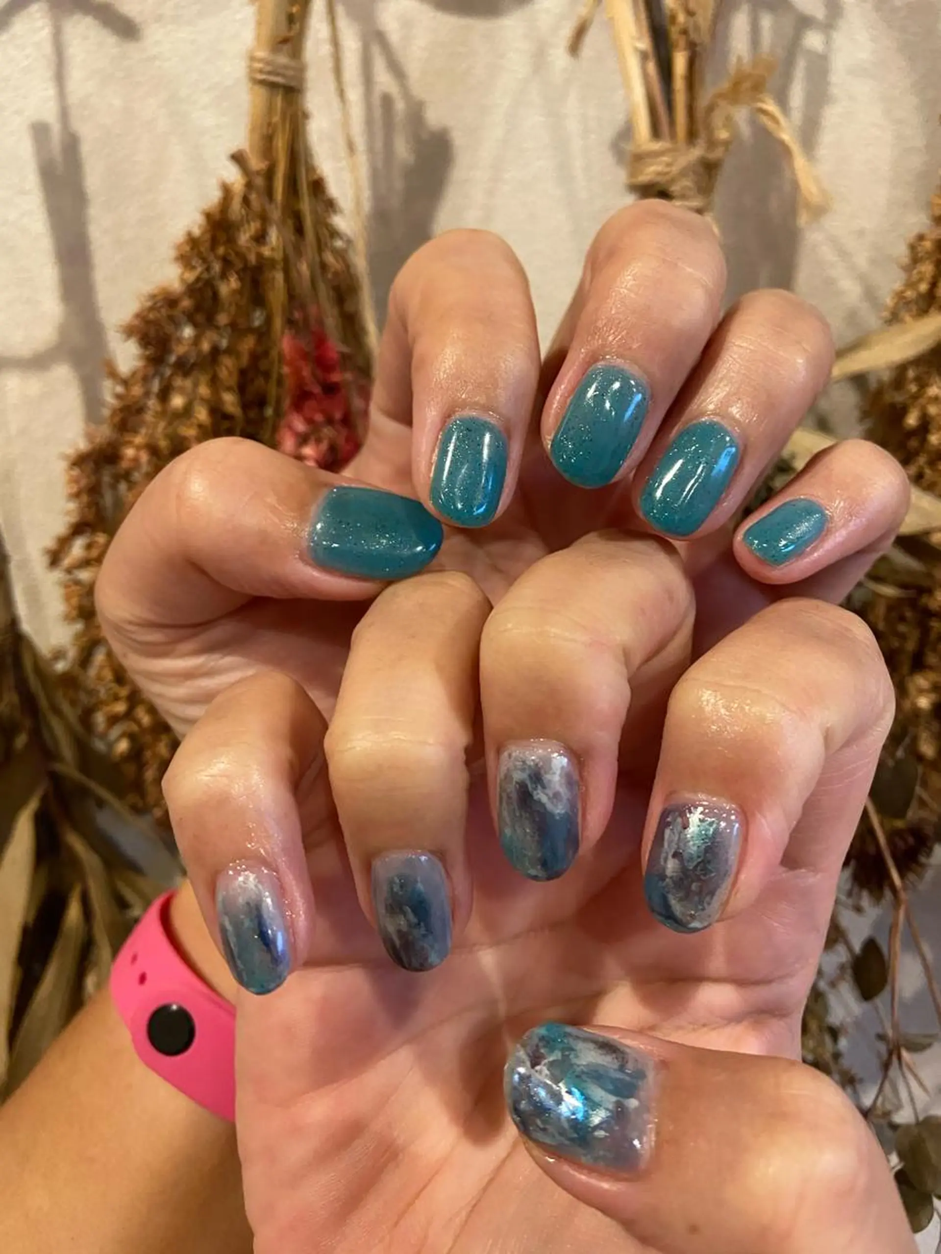 ネイル アートネイル ブルー クリアネイル ミラーネイル ニュアンスネイル . unffのネイルデザイン