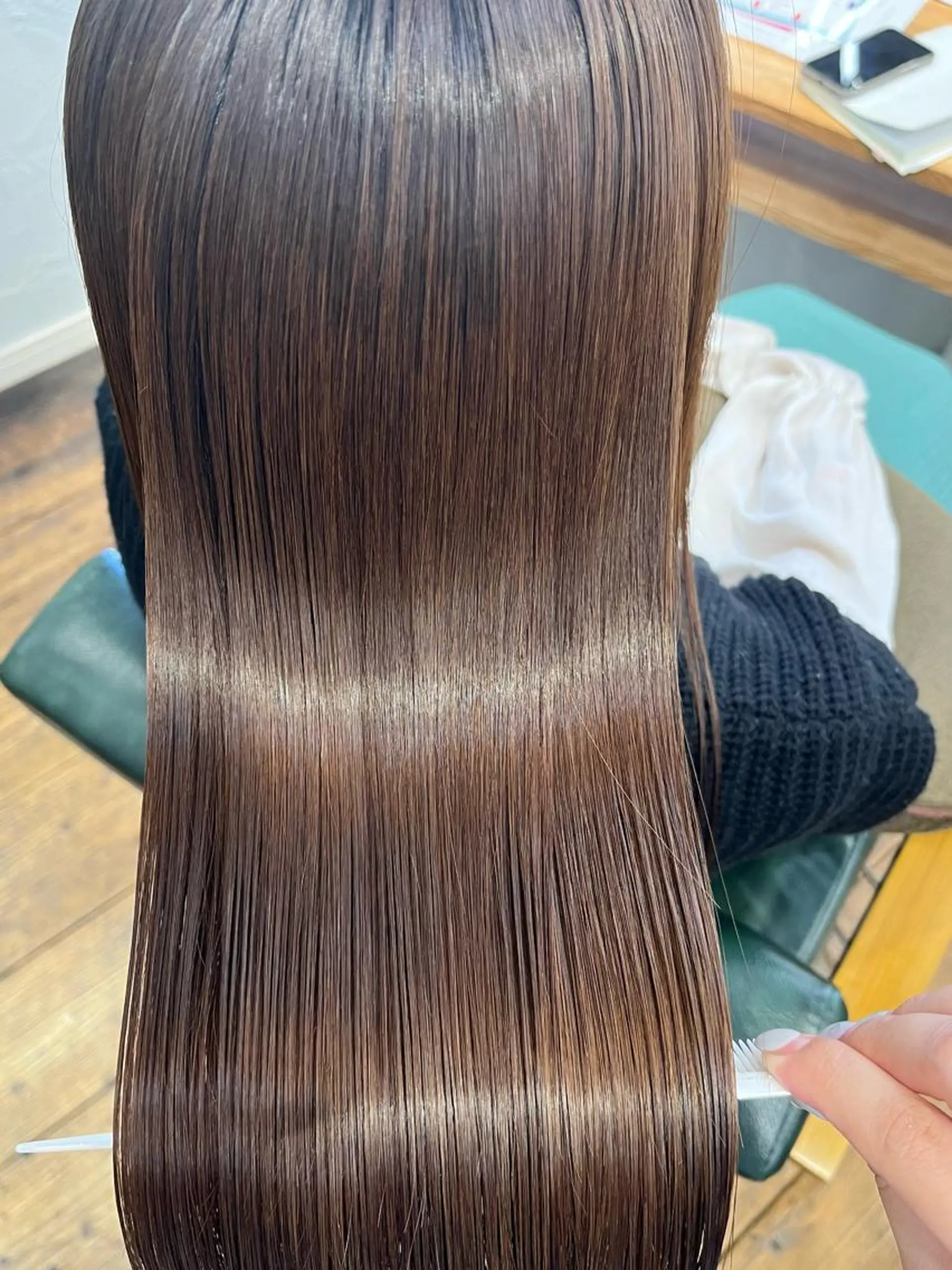 ロング カラー パーマ カット 縮毛矯正 ツチダ カホのヘアスタイル