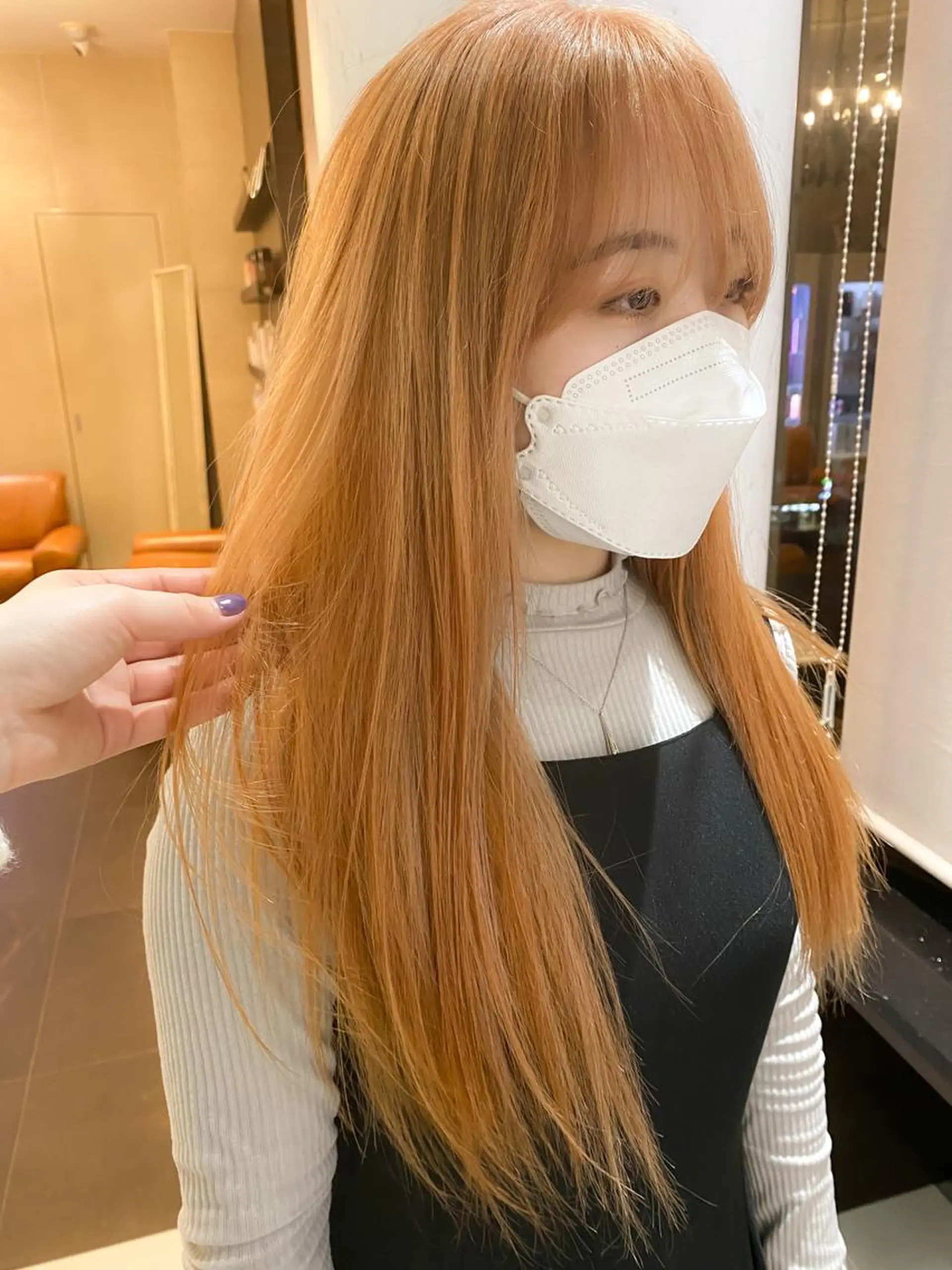 ロング カラー オレンジ ヘアカラー トリートメント 🌱ブリーチ・透明感 カラー/mapi🦭のヘアスタイル