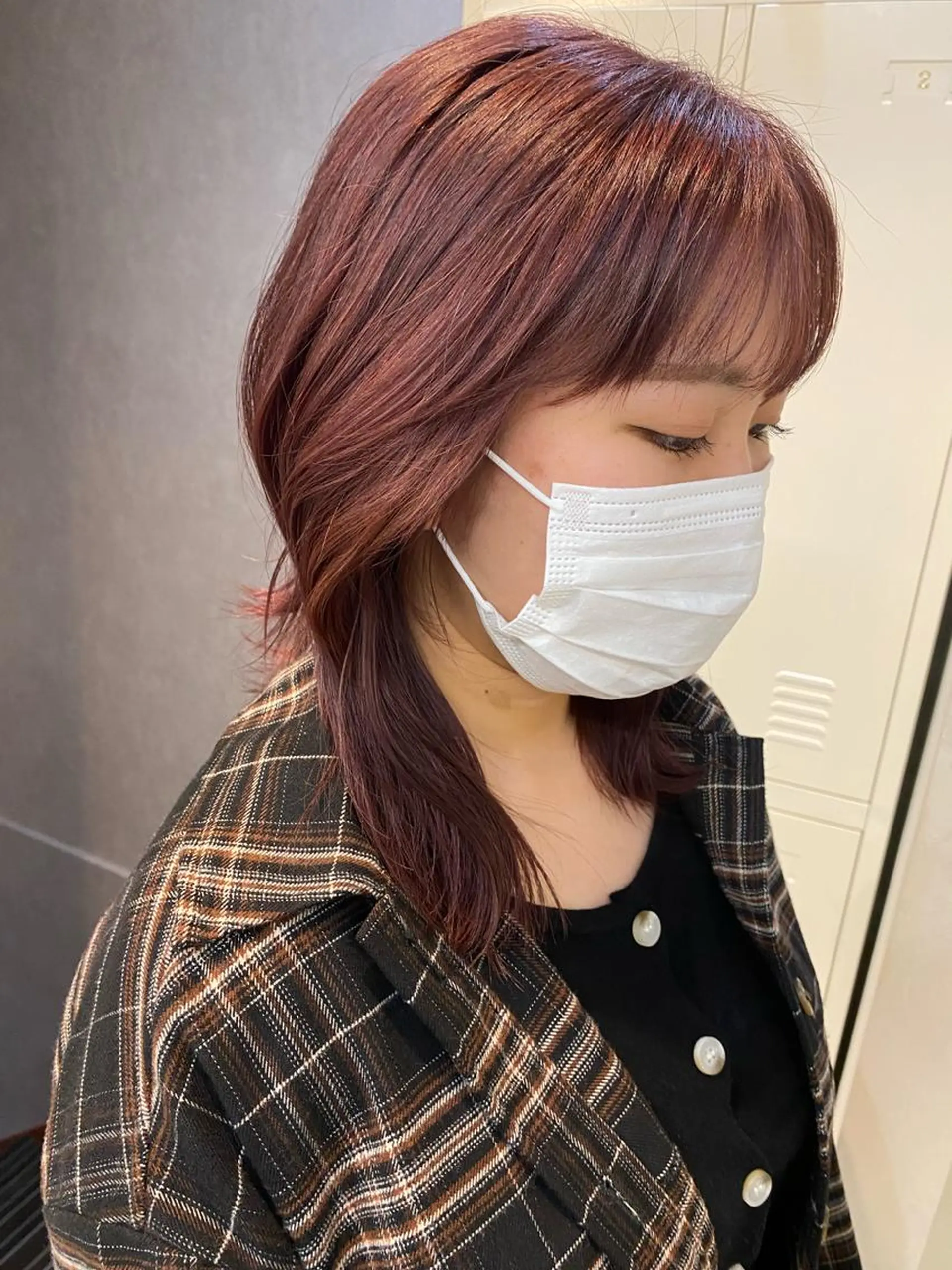 ミディアム ピンクブラウン 髪質改善 カット ヘアカラー トリートメント ココロ☀️ CLUTCH天王寺店のヘアスタイル