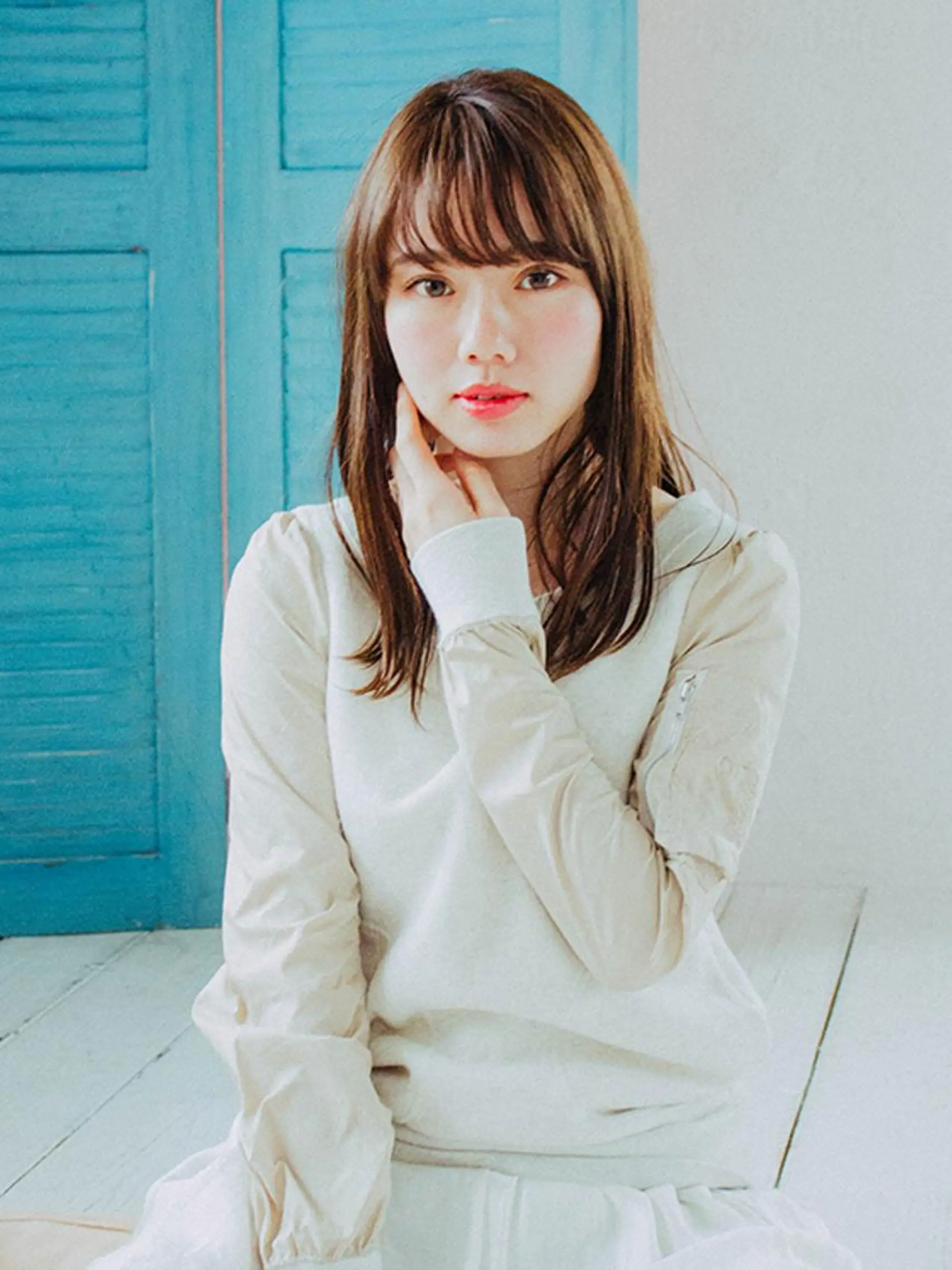 セミロング パーマ 髪質改善× ハイライト溝江のヘアスタイル