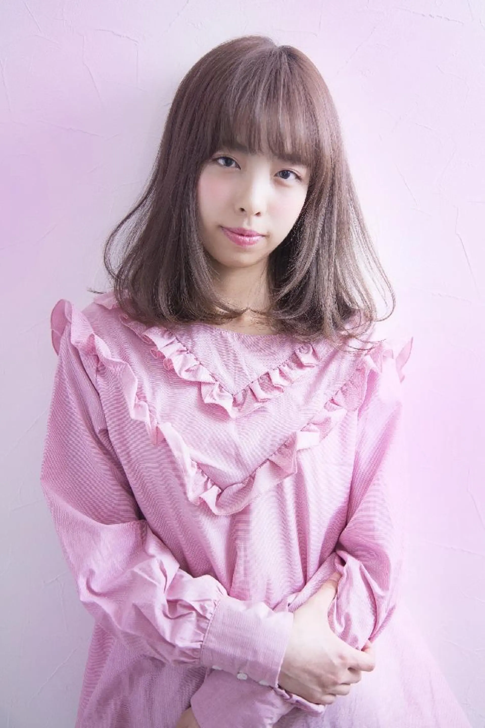 ミディアム カラー パーマ belta 姫路山吹 カラーモデル募集のヘアスタイル