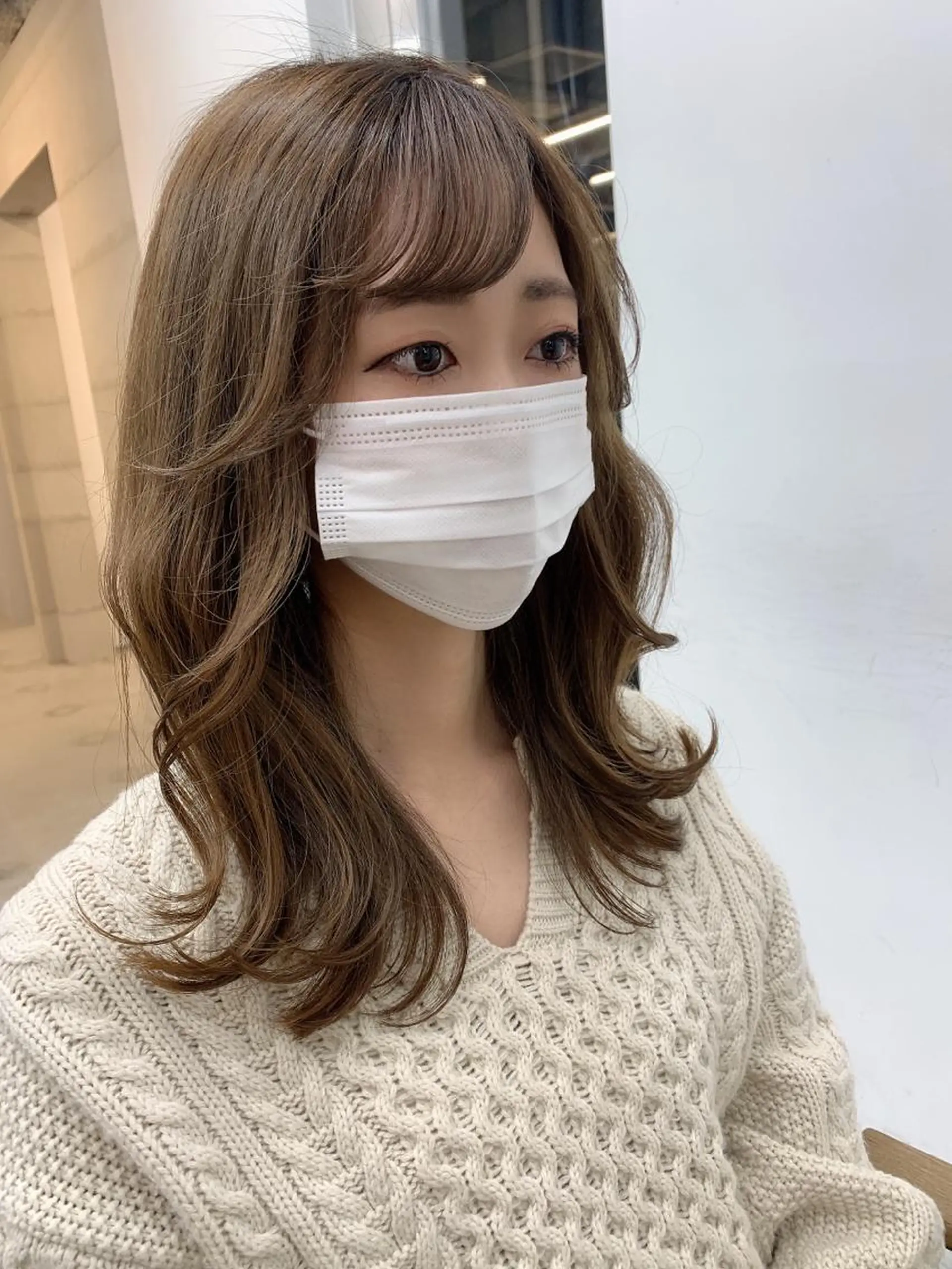 セミロング カラー 透明感/オリーブ/ グレージュ/YUKAのヘアスタイル