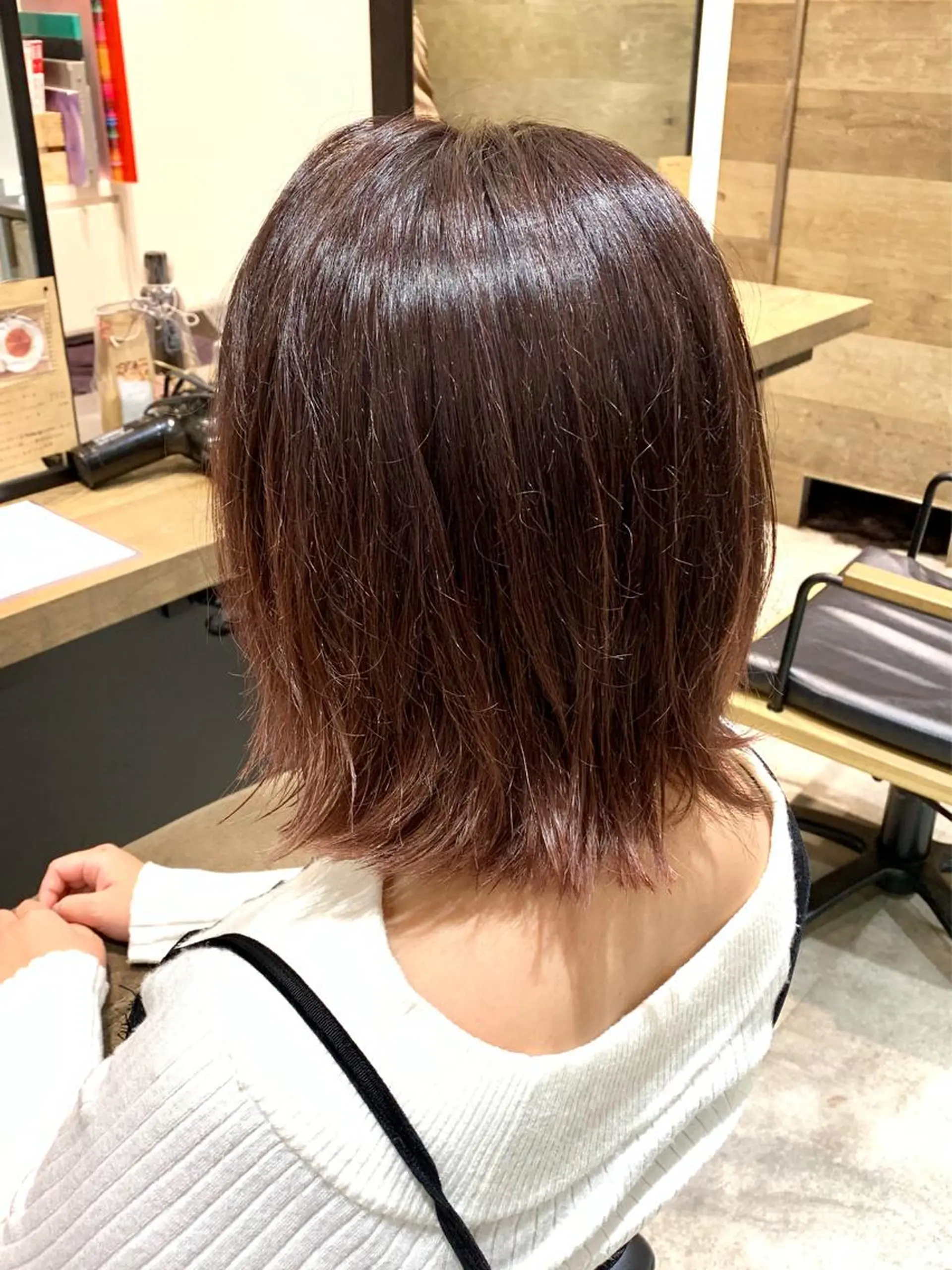 ミディアム カラー ヘアアレンジ グラデーションカラー ピンクカラー シアーピンク ボブ カット ヘアカラー トリートメント SALOWIN川崎所属・似合わせレイヤー/ 美髪縮毛矯正/ミナエのヘアスタイル