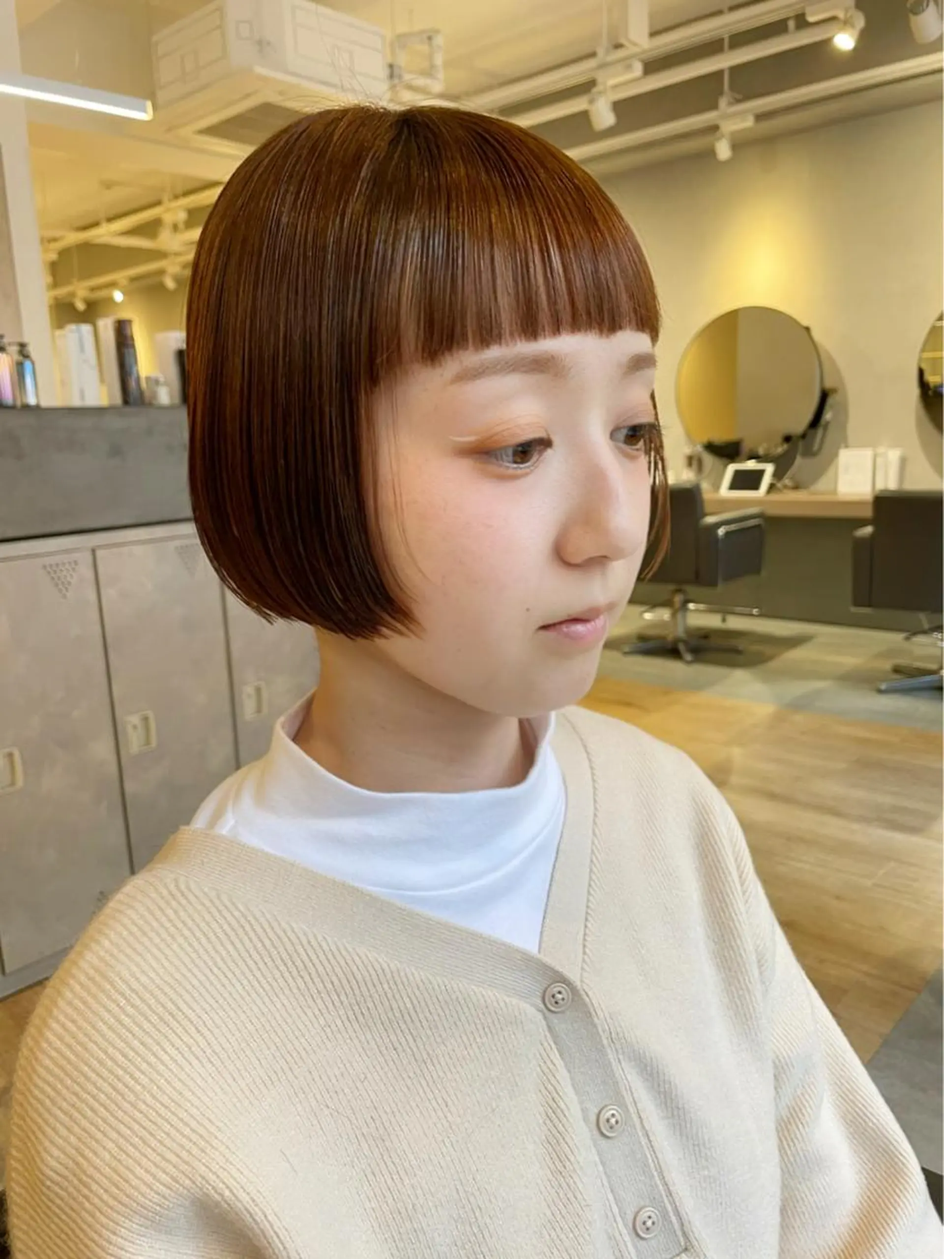 ショート カラー オレンジ ボブ カット トリートメント 水口 英里のヘアスタイル