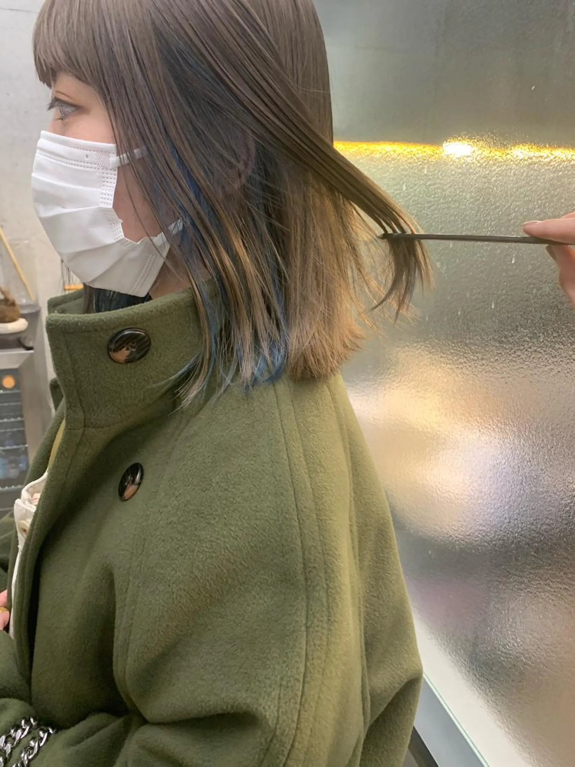 ミディアム カラー ベージュカラー ブルーカラー ハイライトカラー ハイライト カット 縮毛矯正 sakoda shunkiのヘアスタイル