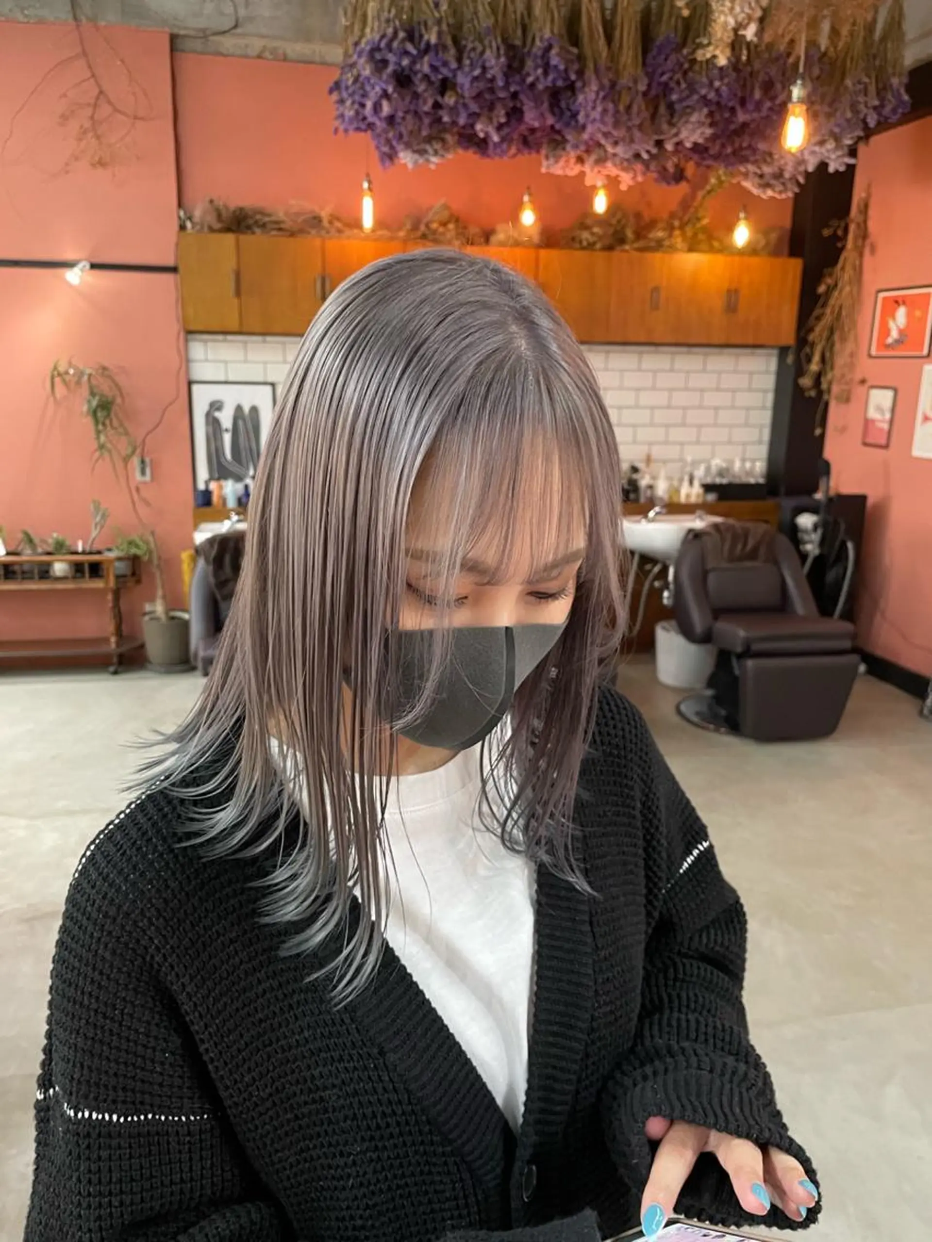 ミディアム ヘアカラー トリートメント 問屋町chapter 日笠快生のヘアスタイル