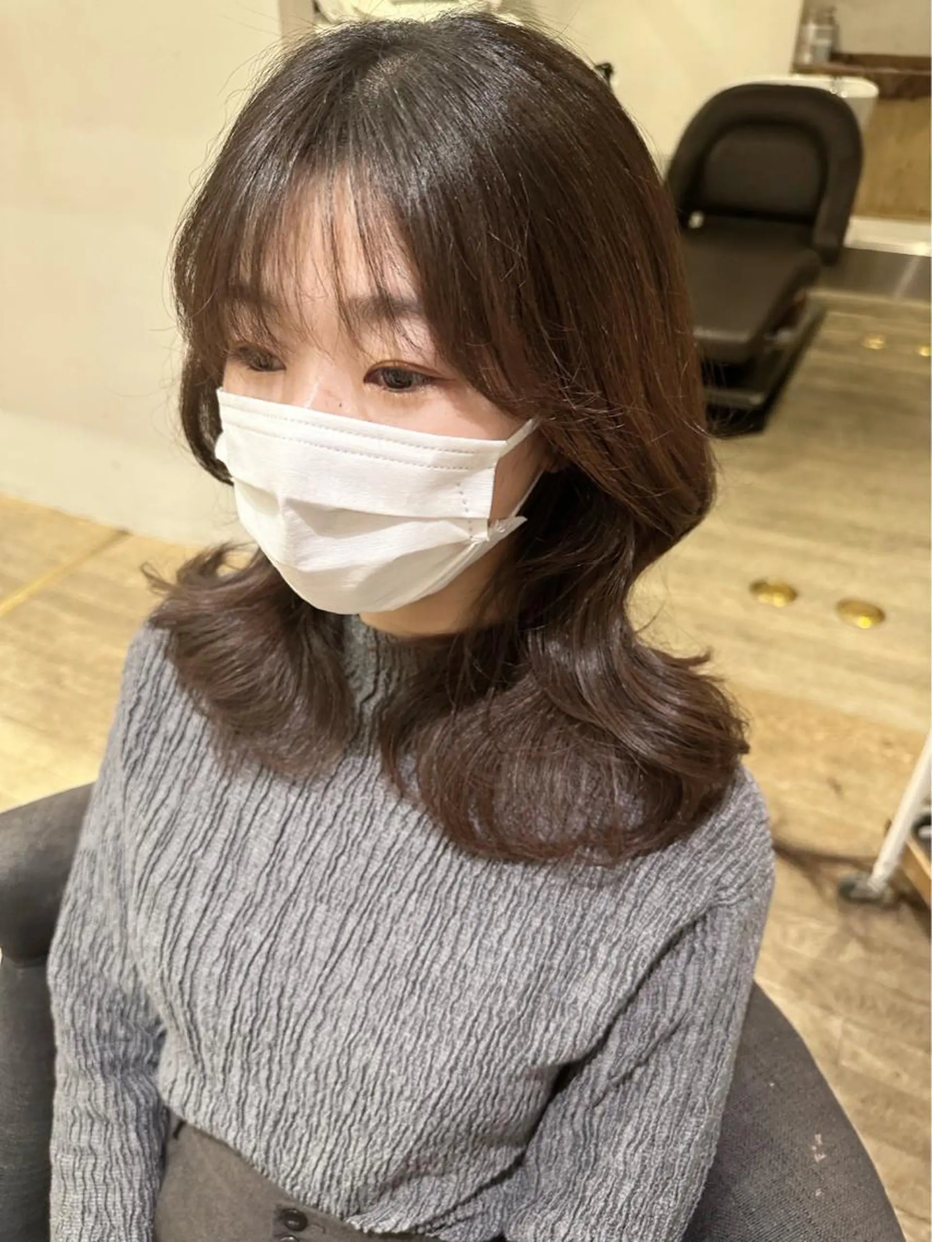 セミロング くびれヘア 韓国風ヘア カット ヘアセット 銀座副店長/レイヤー /韓国ヘア/髪質改善のヘアスタイル