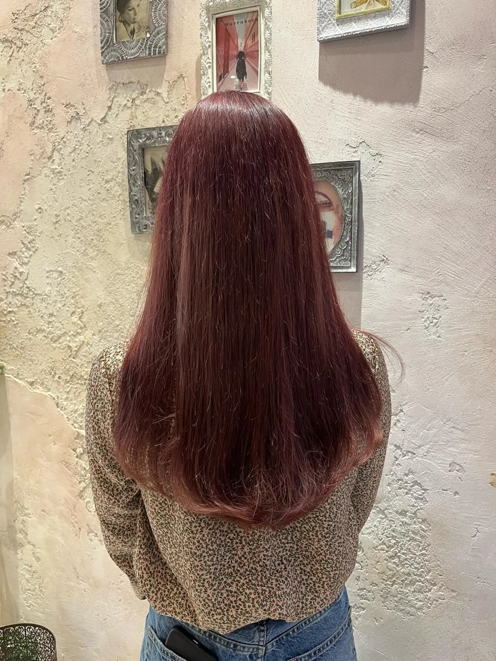 ロング カラー カシス パープルカラー 川井麻由🎀アイドル 量産🎀ピンクカラーのヘアスタイル