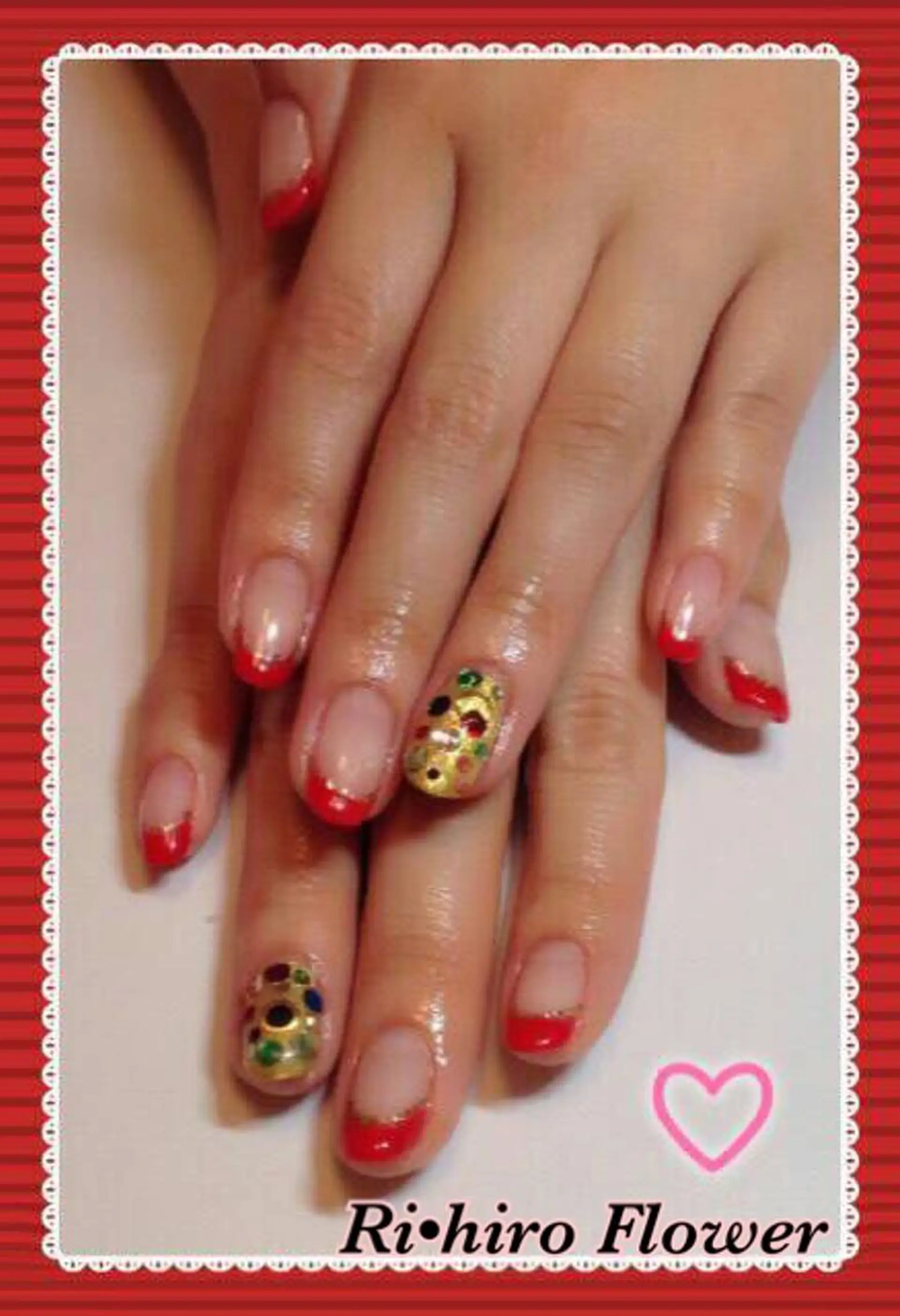 ネイル アートネイル フレンチネイル ラメ(グリッター) ワンカラーネイル ストーンネイル ネイル＆フラワーサロン〜Ri✦hiro〜鳥栖店所属・HIRATA RIEのネイルデザイン