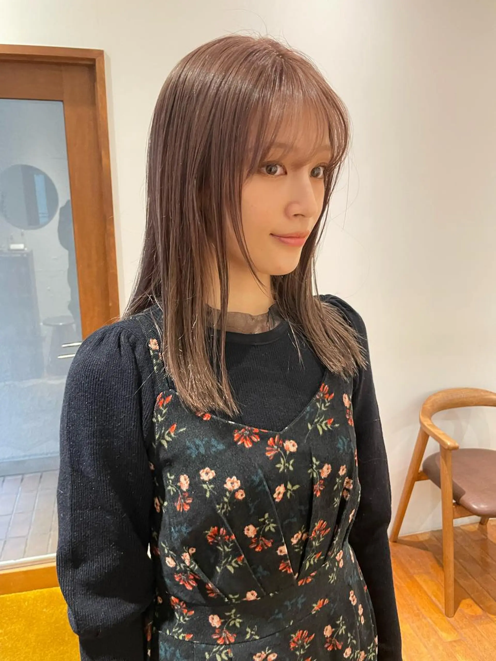 セミロング カラー ヘアアレンジ 小顔レイヤー×コンパ クトボブ/林隆平のヘアスタイル