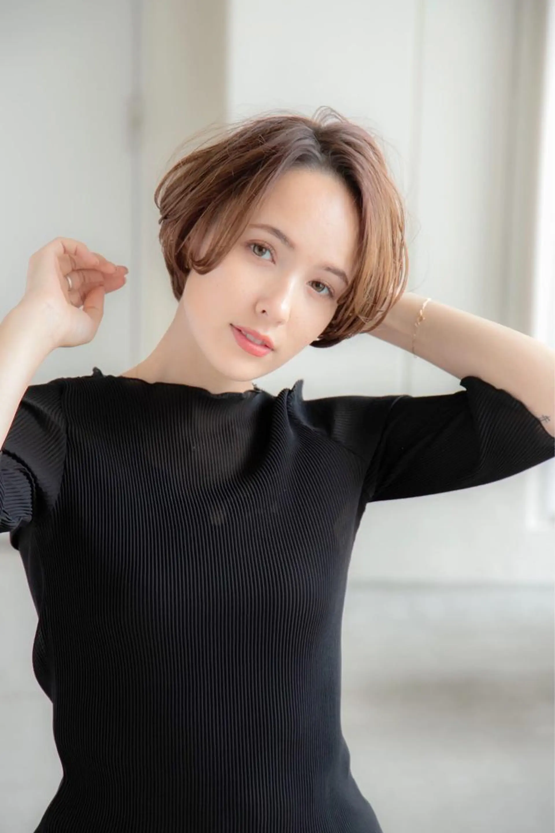 ショート カラー パーマ 前髪/ハイライト得意 安西駿一　【銀座】のヘアスタイル