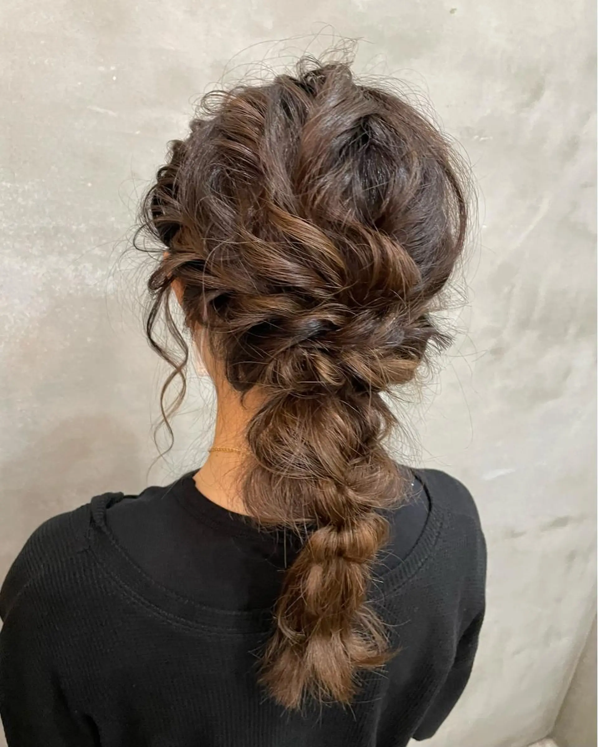 セミロング ヘアアレンジ ヘアセット 【ピンク/韓国ヘア/ ヘアセット】亜海のヘアスタイル