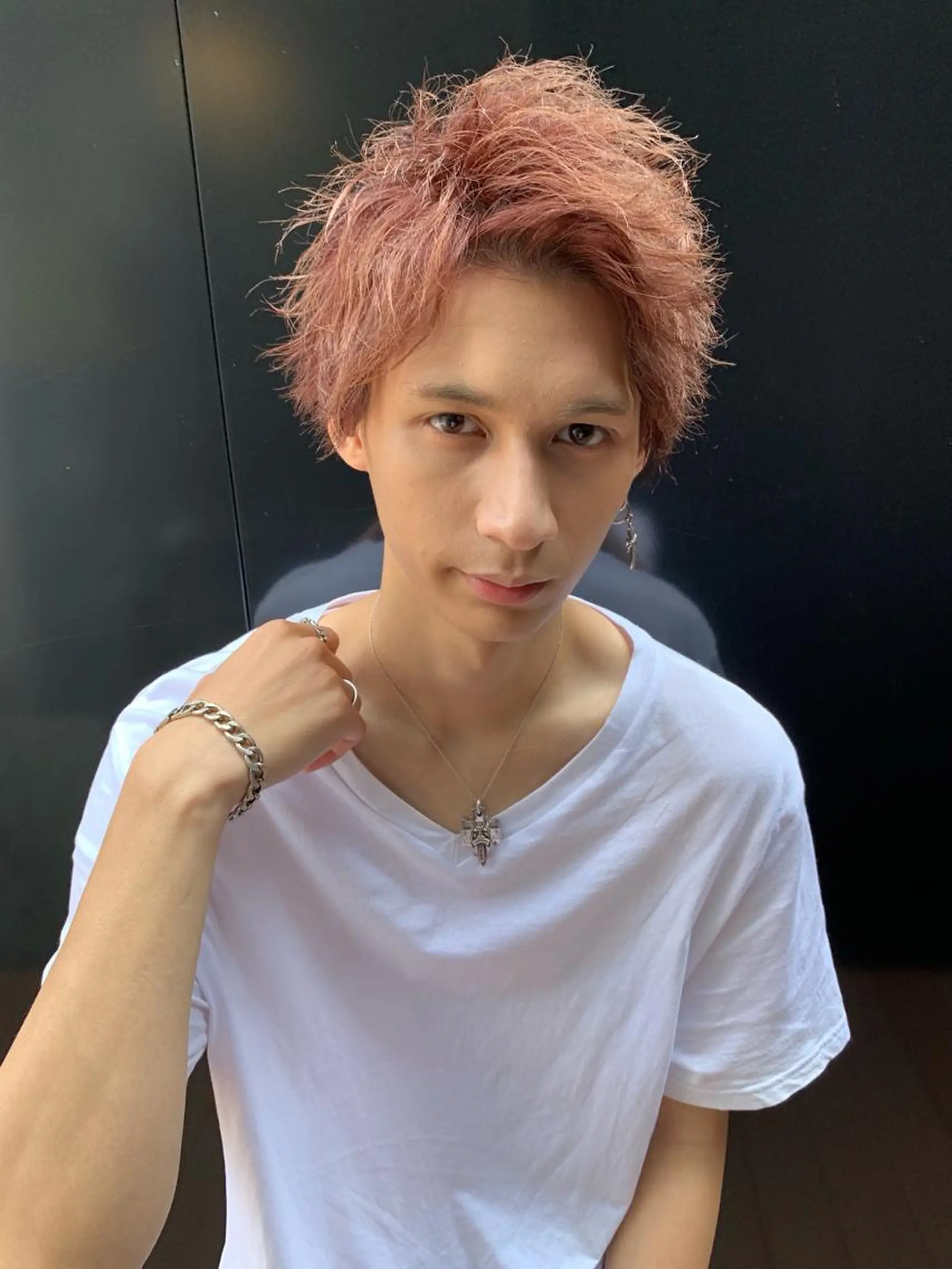 ショート カラー パーマ ヘアアレンジ メンズ メンズパーマ ベージュカラー レッドカラー NOGYI所属・野木 良平のヘアスタイル