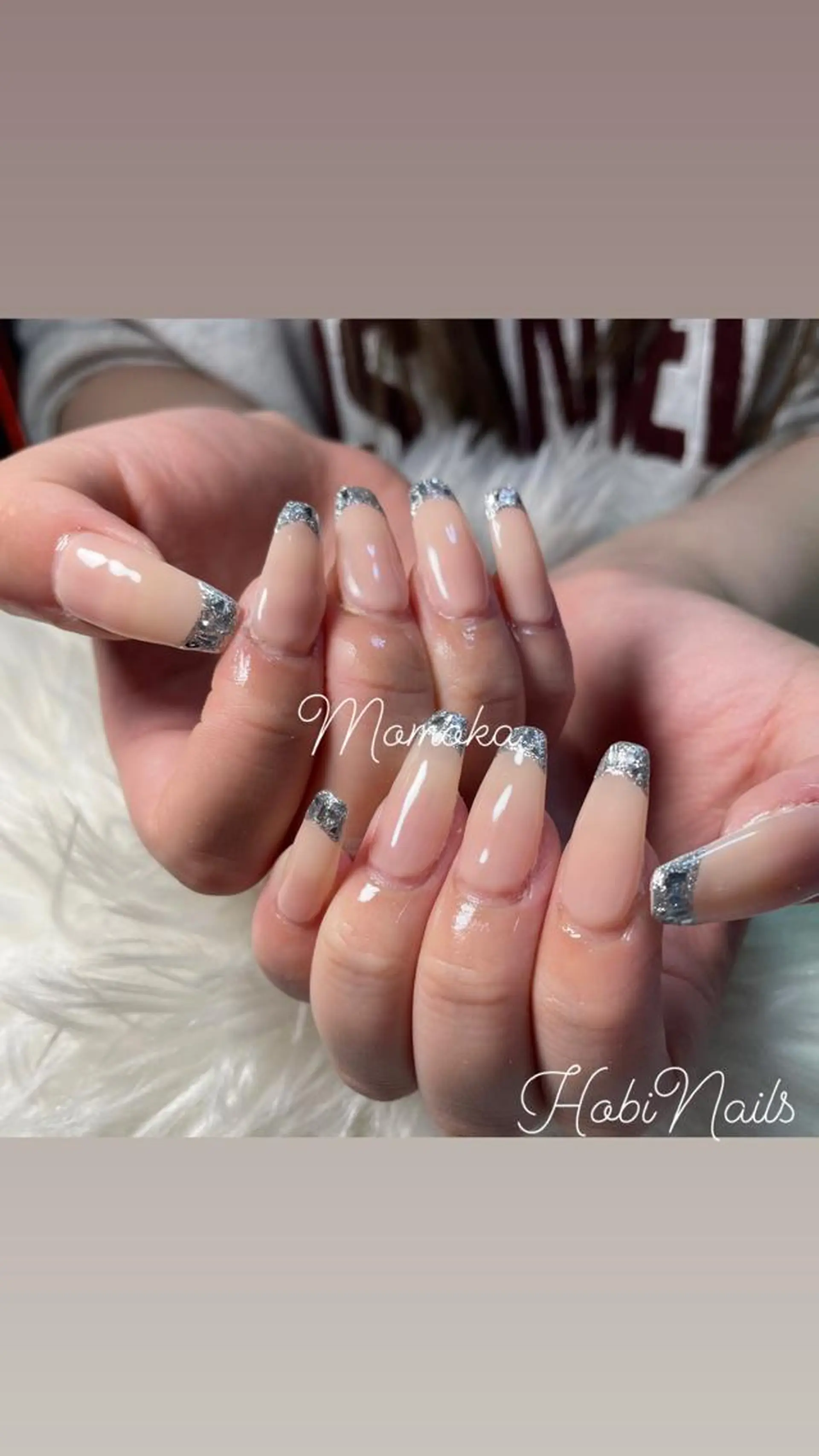 ネイル フレンチネイル ガラスフレンチ momoka_nails所属・Momo Nailsのネイルデザイン