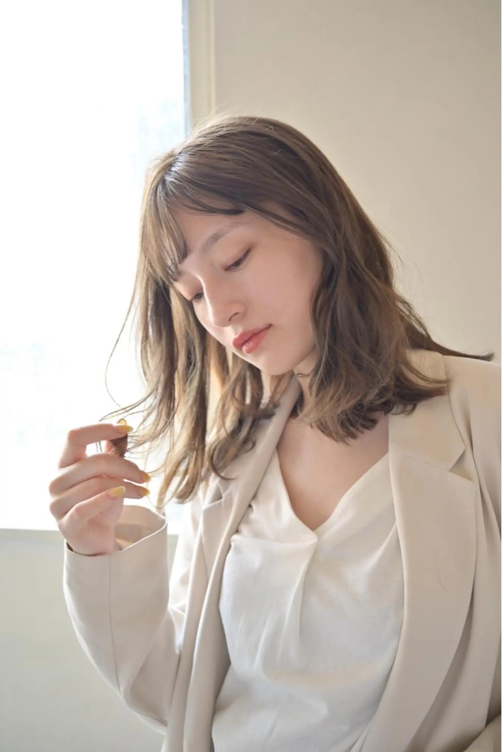 ミディアム カラー パーマ ヘアカラー トリートメント 千 田のヘアスタイル