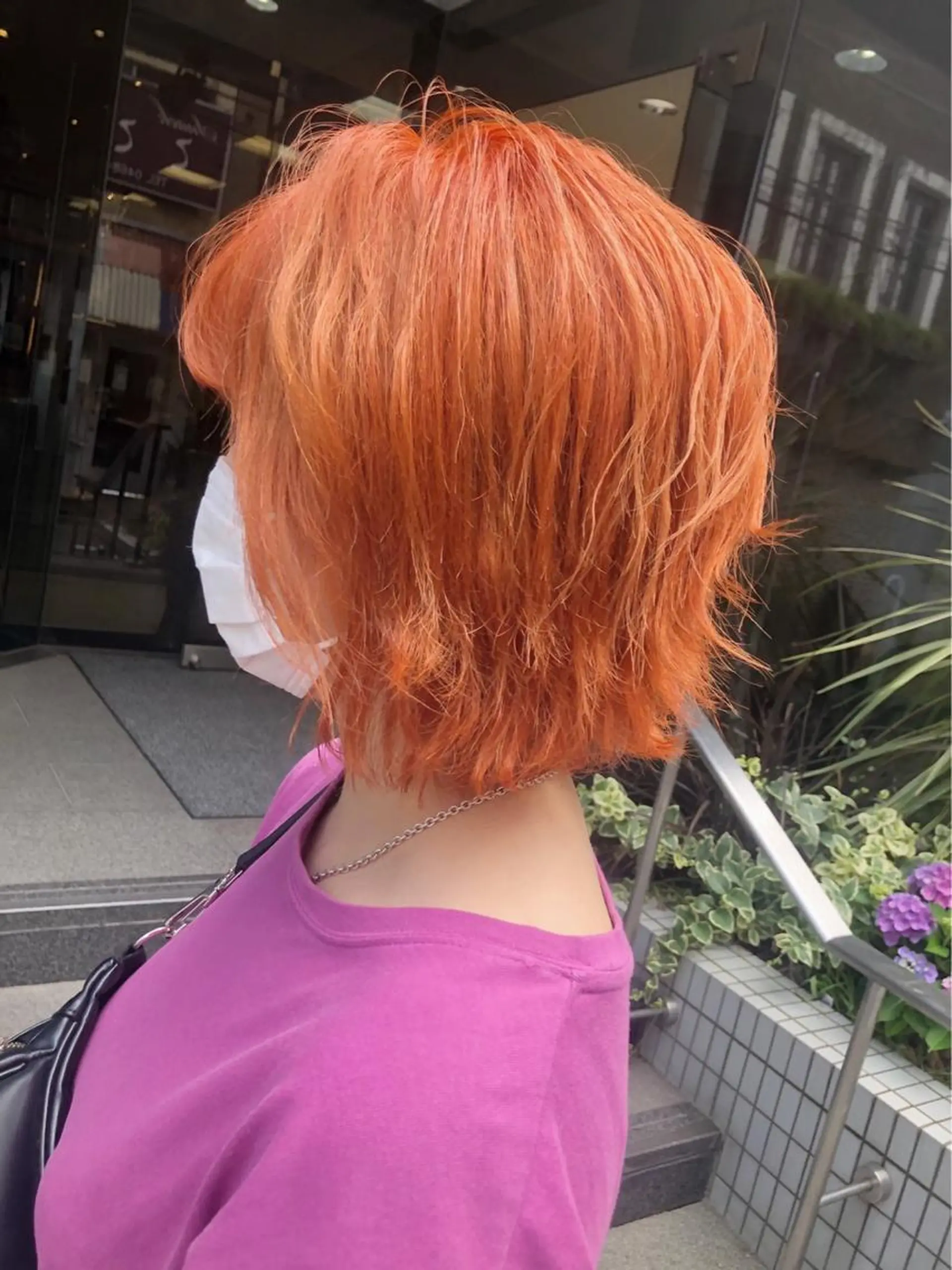 ミディアム カラー ヘアアレンジ ブリーチ オレンジ 🌈haru🌻 藤沢ハイトーン🌈のヘアスタイル