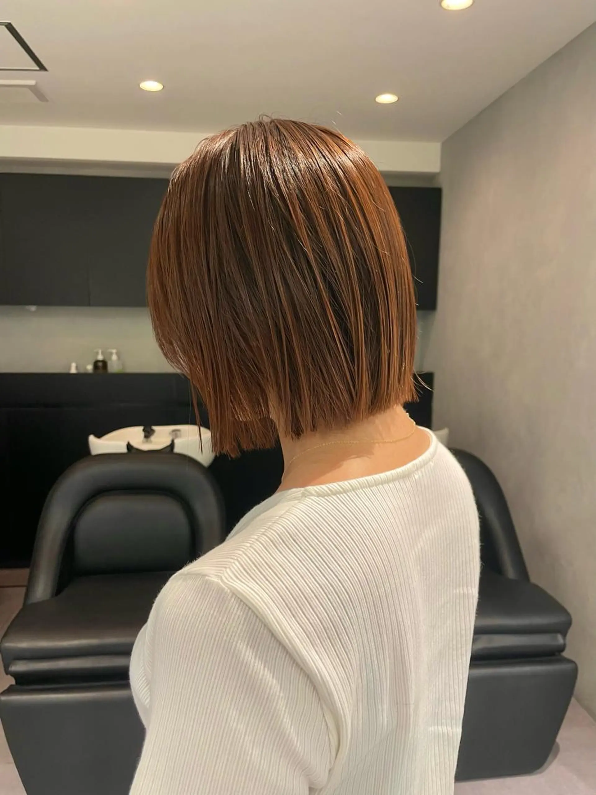 ショート カラー ブラウンカラー オレンジ オレンジブラウン ボブ ヘアカラー トリートメント ヘアセット メンズ特化 パーマ/オザワのヘアスタイル